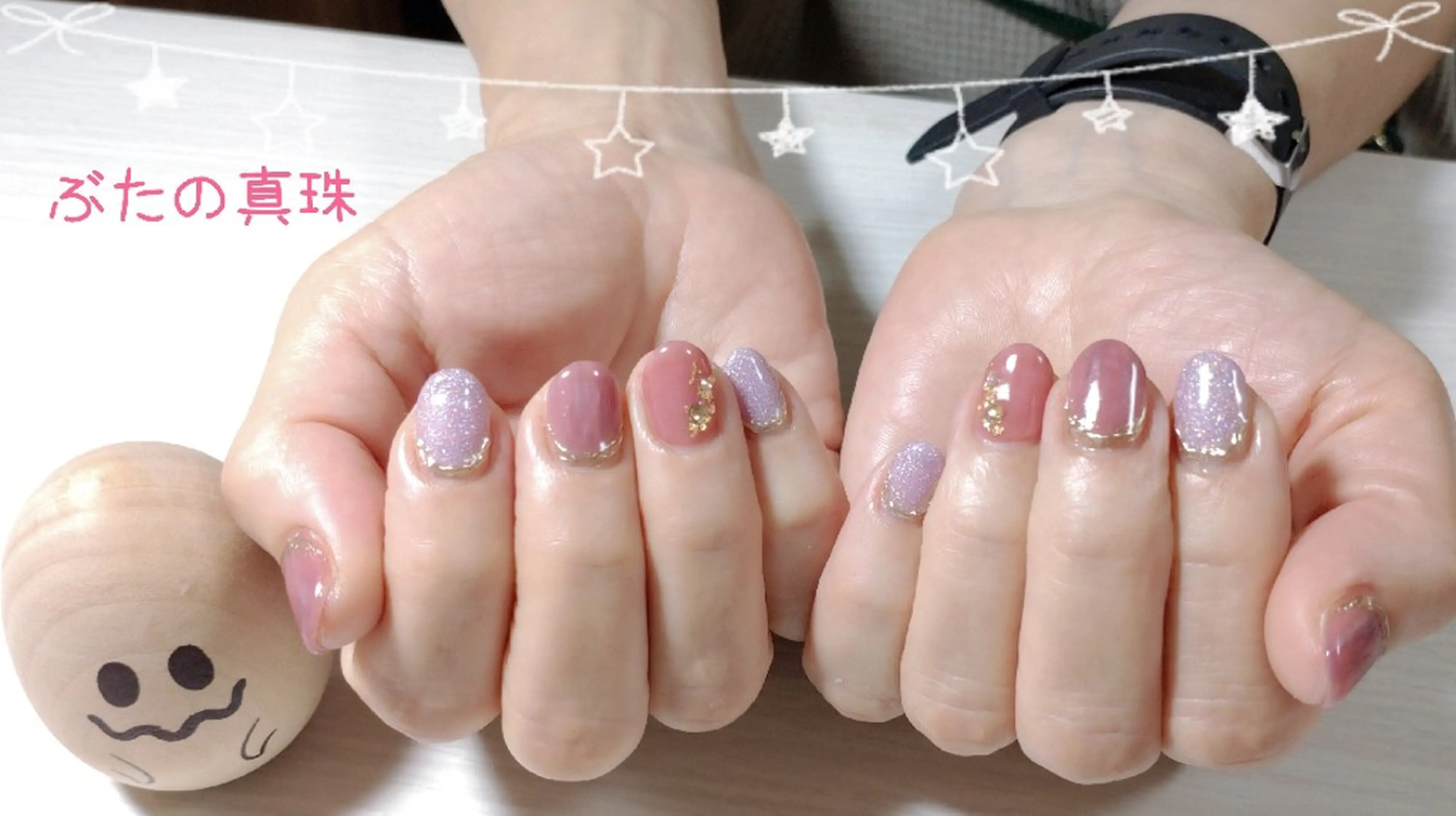 ネイル ボルドー ニュアンスネイル パープル ハンドネイル 林 珠里のネイルデザイン