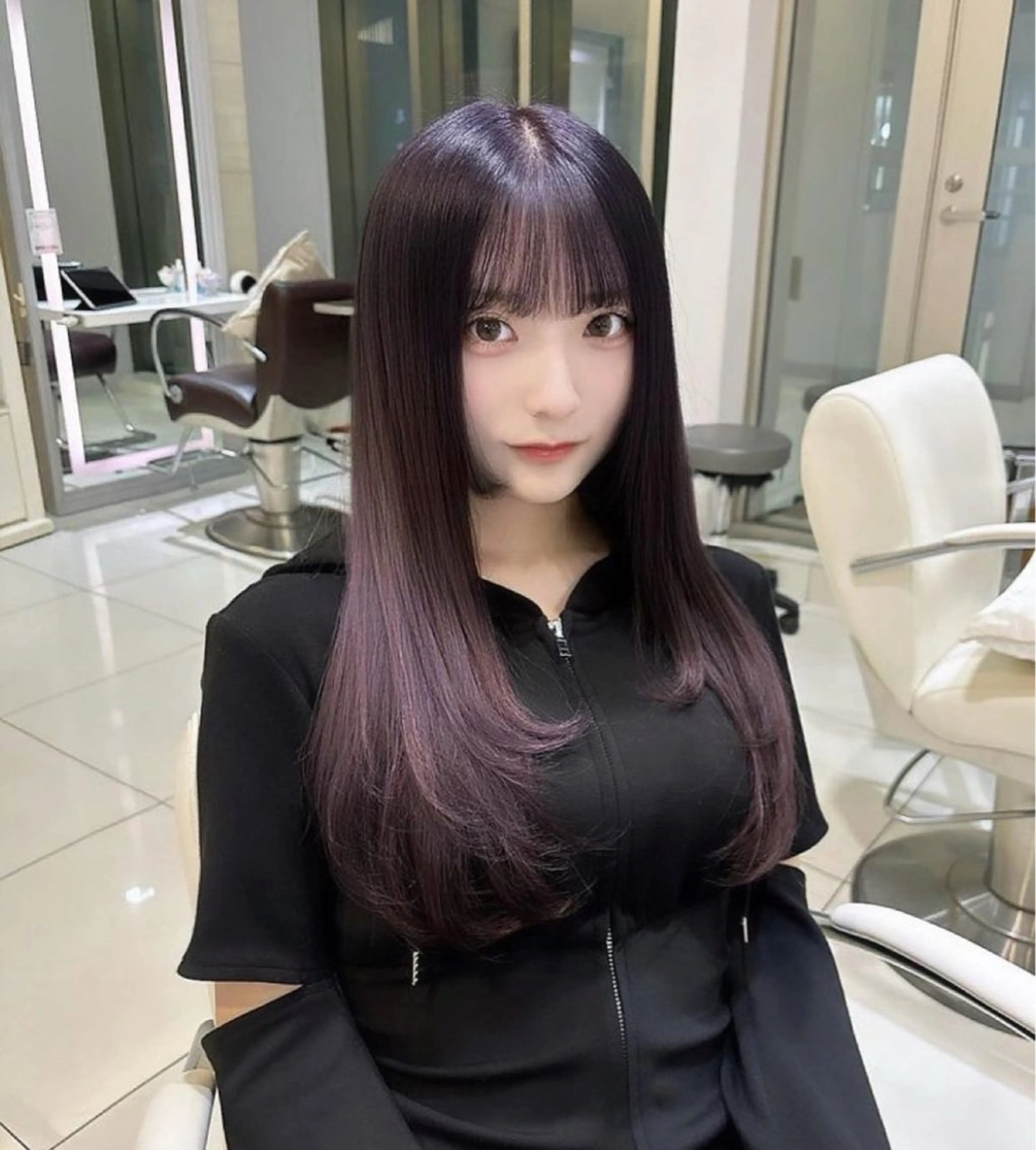 セミロング カット ヘアカラー トリートメント 韓国風レイヤー/ 銀座🤍Fukaのヘアスタイル