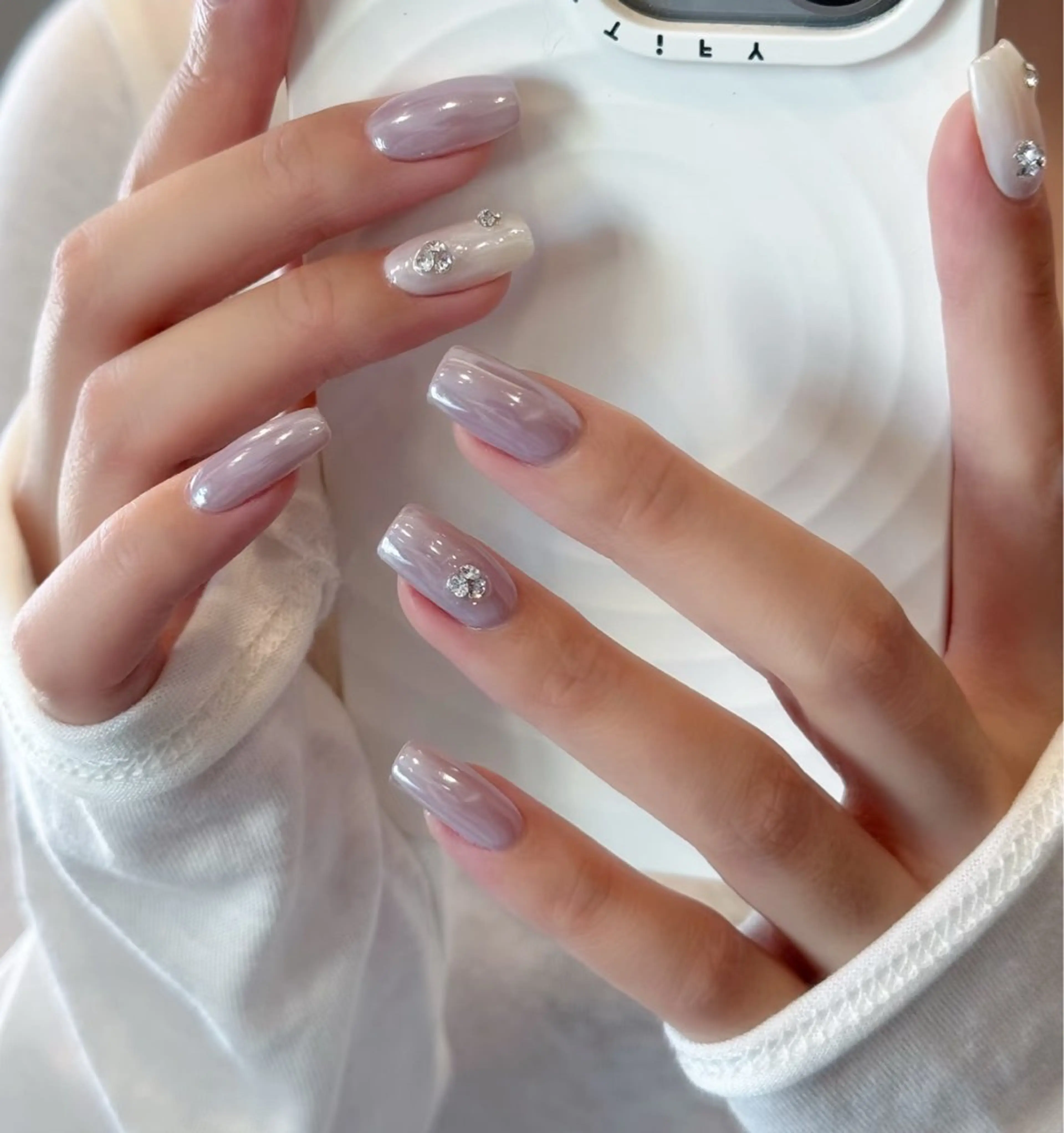 ネイル アートネイル オーロラネイル チークネイル フレンチネイル ガラスフレンチ 🎀🎀YooLi Nail Salonのネイルデザイン