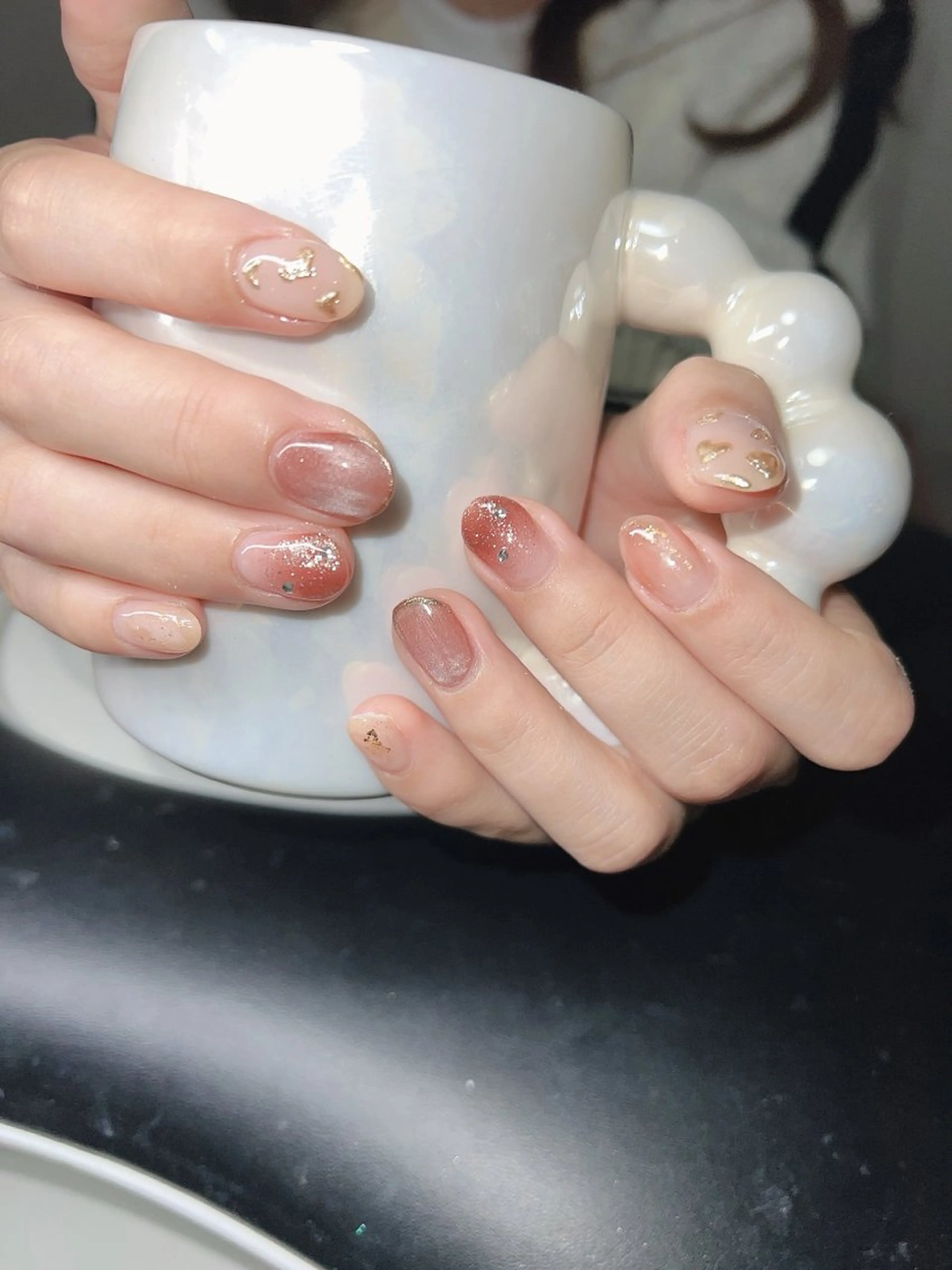 ネイル オーロラネイル チークネイル 長さ出し フットネイル フレンチネイル ハンドネイル Lee Nailsのネイルデザイン