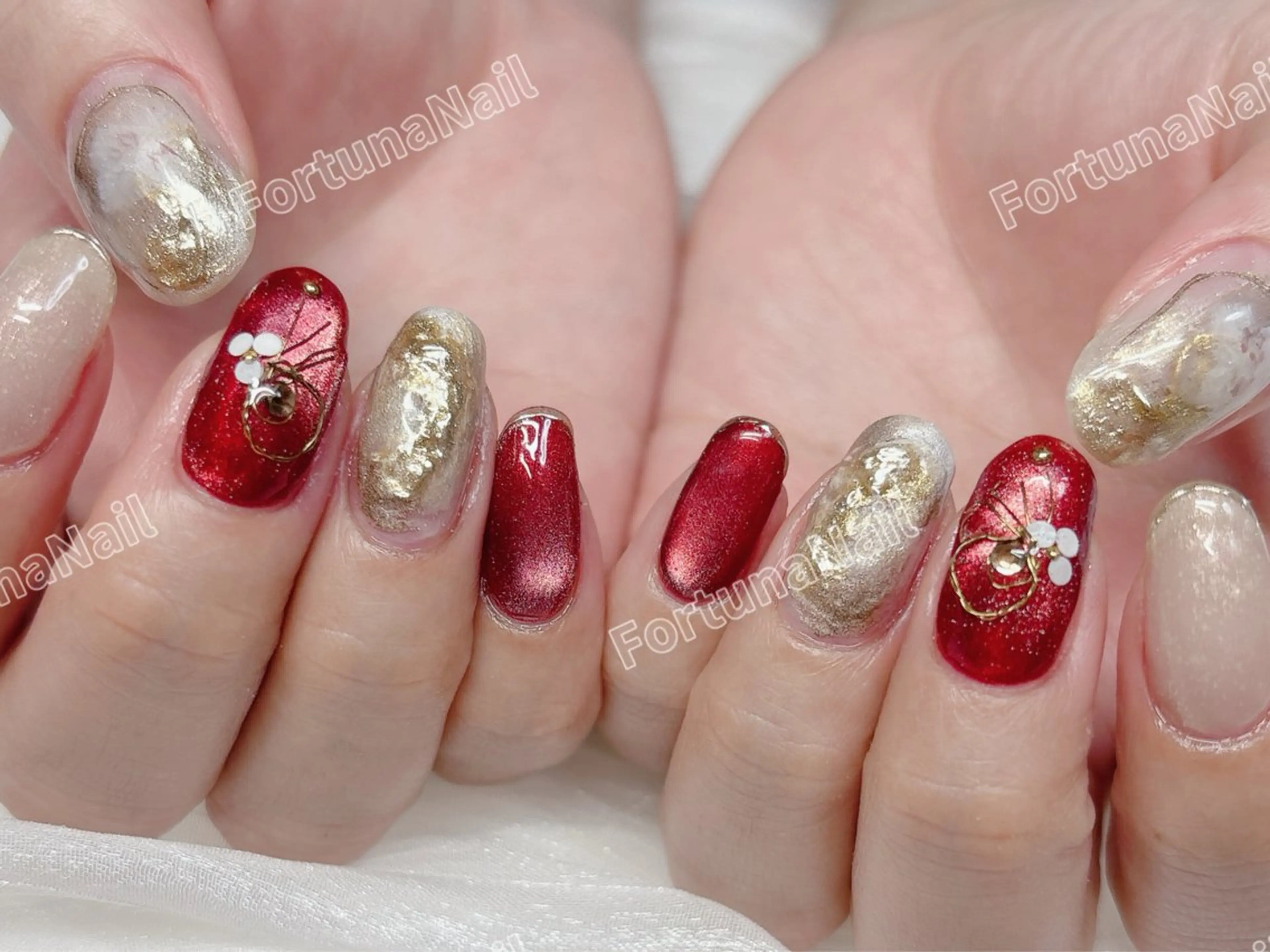 ネイル 成人式 持ち込み ハンドネイル Nail •Head スパFortunaのネイルデザイン