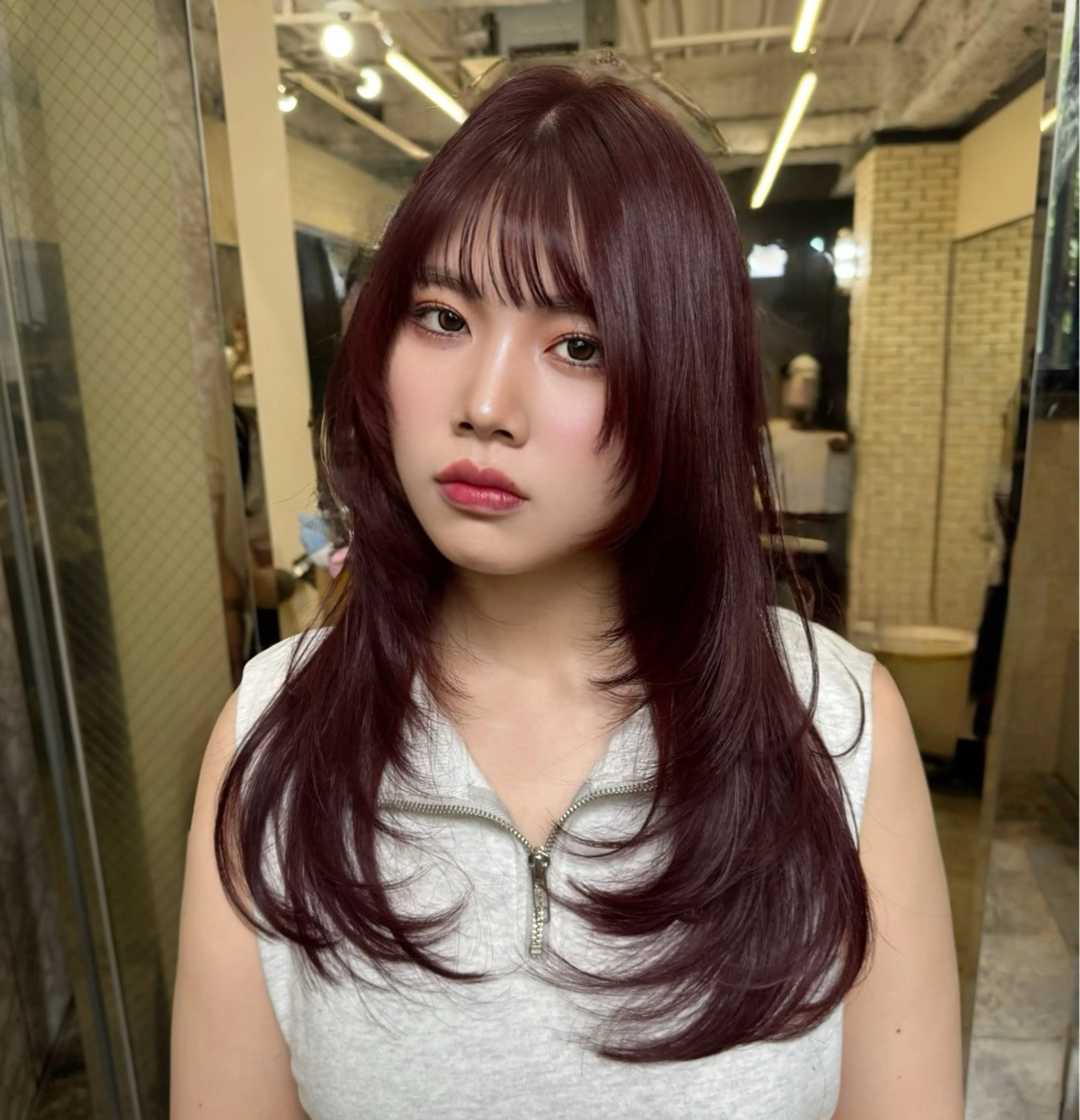 ロング カラー 外国人風カラー レイヤーカット ウルフカット ウルフレイヤー ヘアカラー トリートメント 🌟小顔レイヤー× 赤み消し透明感カラーのヘアスタイル