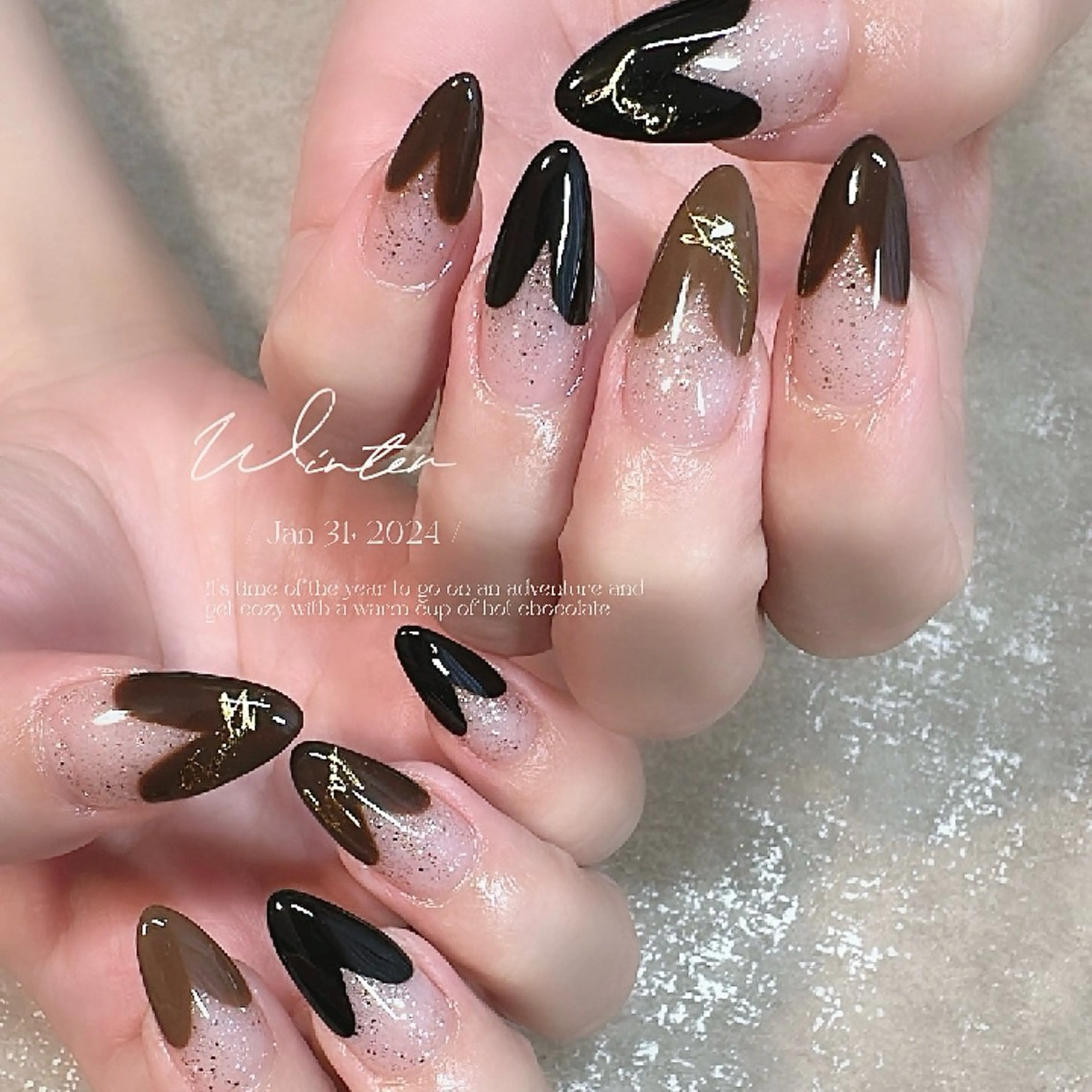 ネイル フレンチネイル ハート バレンタイン 冬ネイル Home salon M nailのネイルデザイン