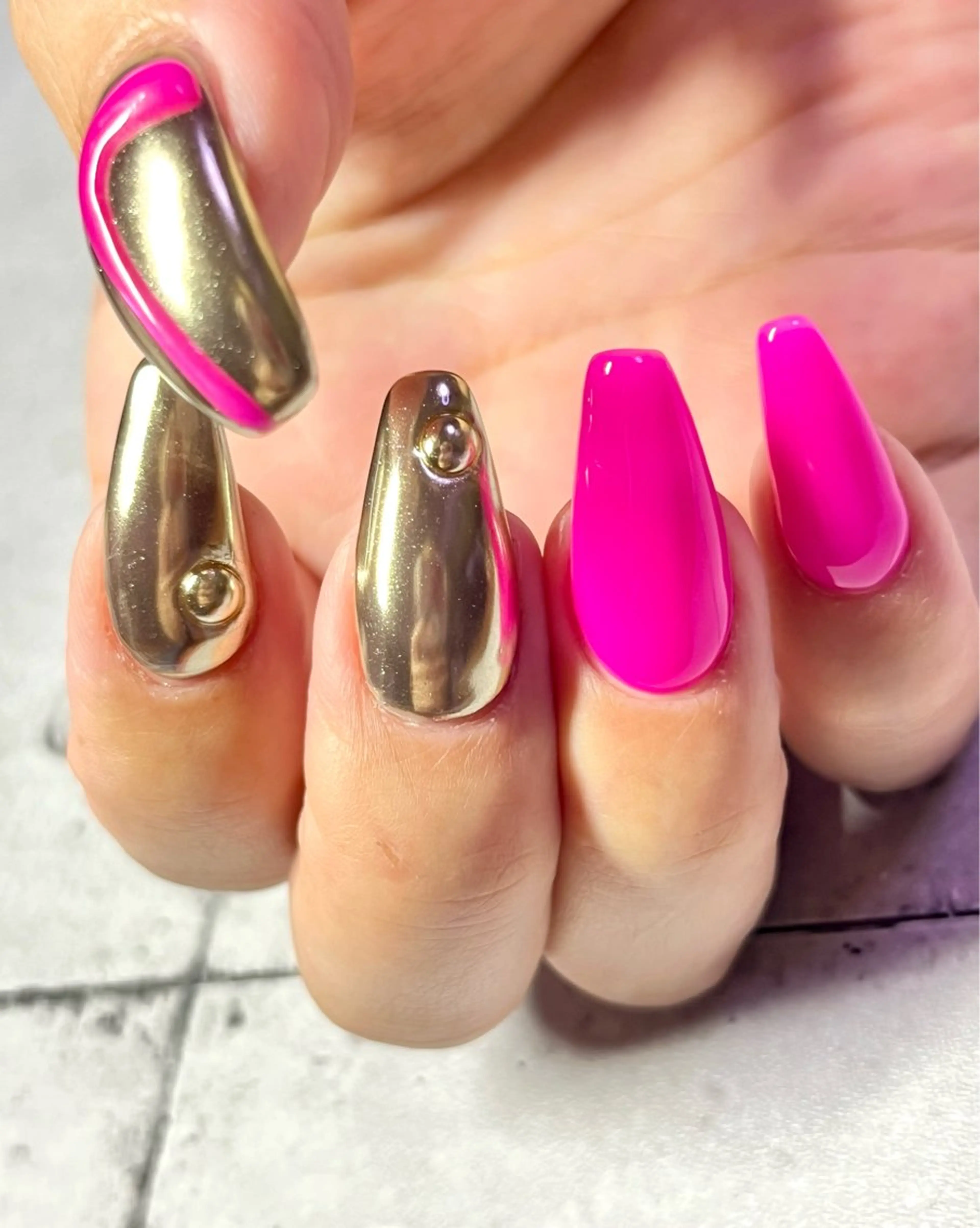 ネイル ミラーネイル シンプルネイル ハンドネイル まり りぃ〜んのネイルデザイン