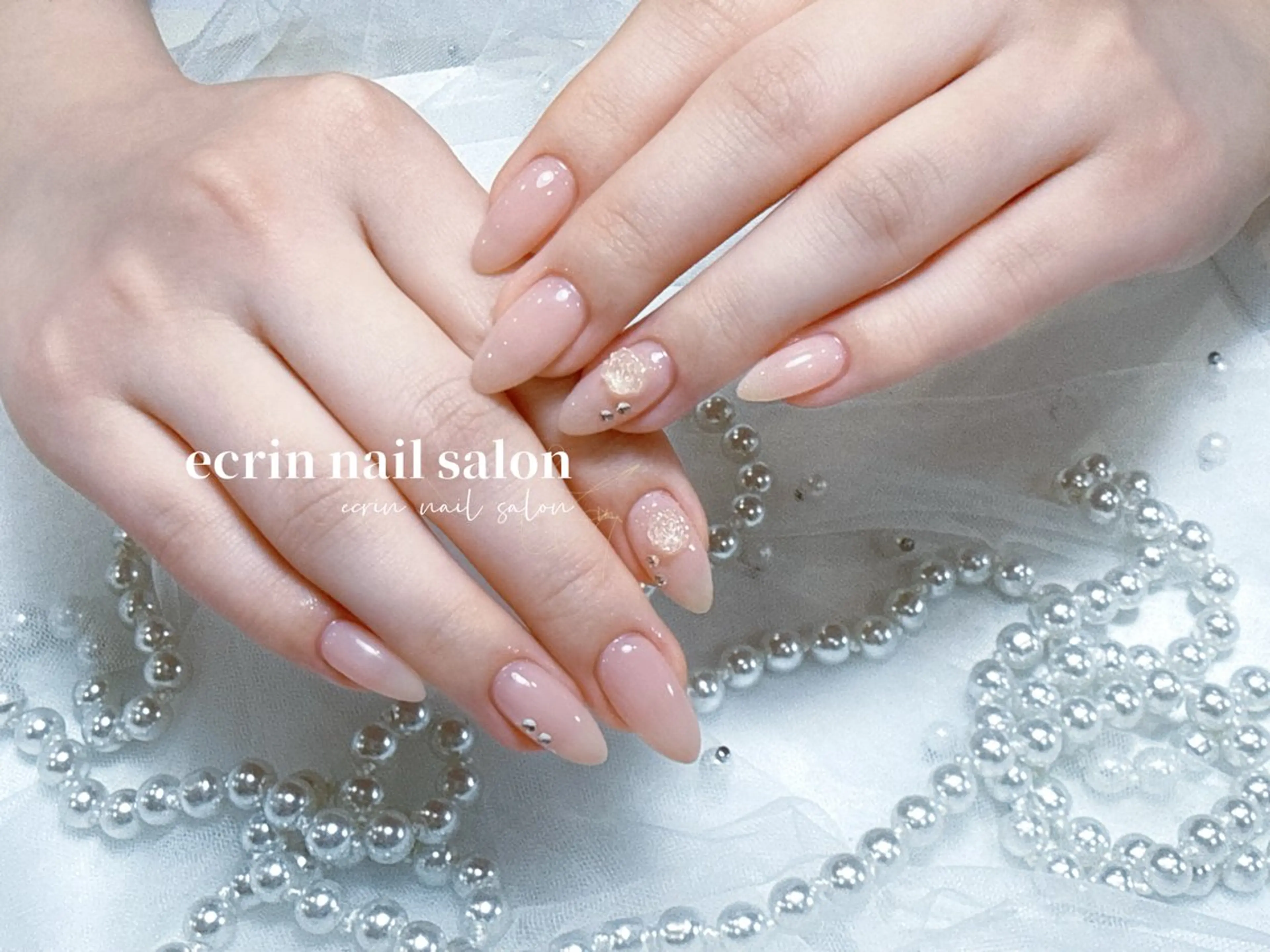 ネイル 桜ネイル 韓国ネイル 春ネイル ワンホンネイル ecrin nail 錦糸町(るい)のネイルデザイン
