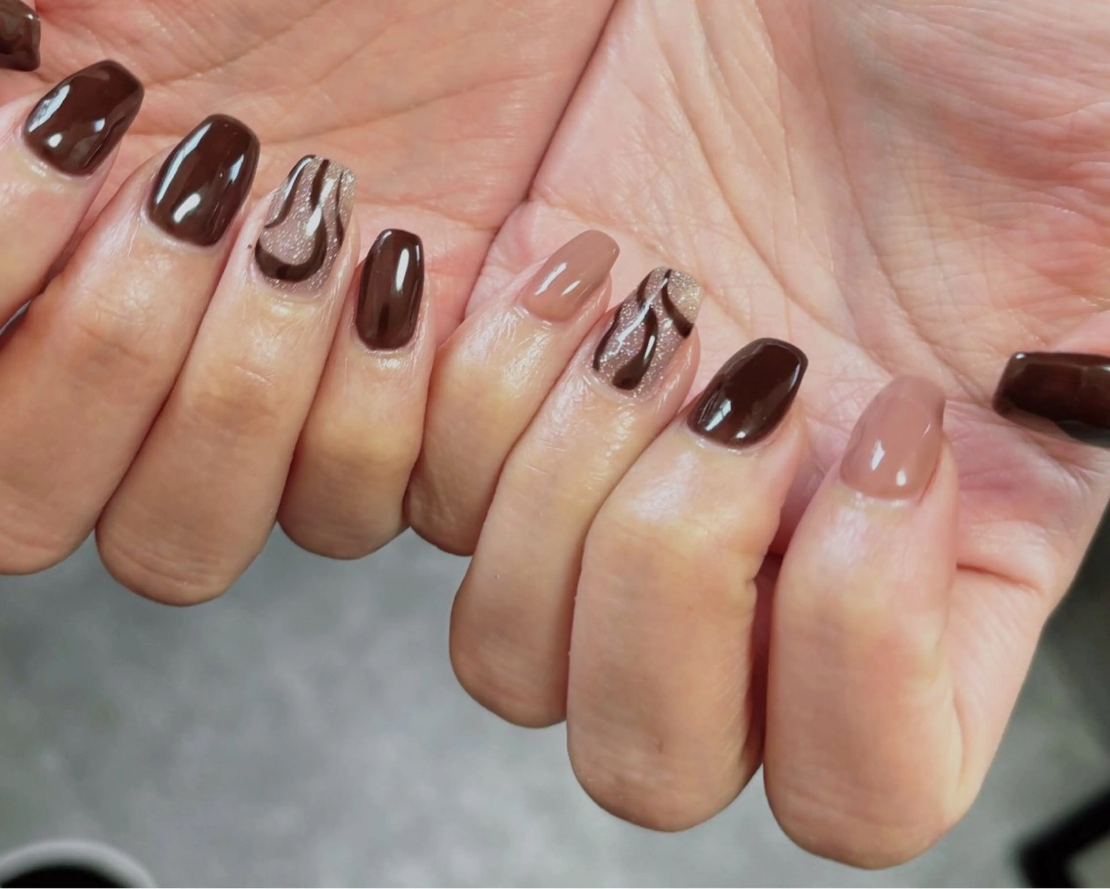 ネイル ブラウン ハンドネイル tamu nail 　金町のネイルデザイン