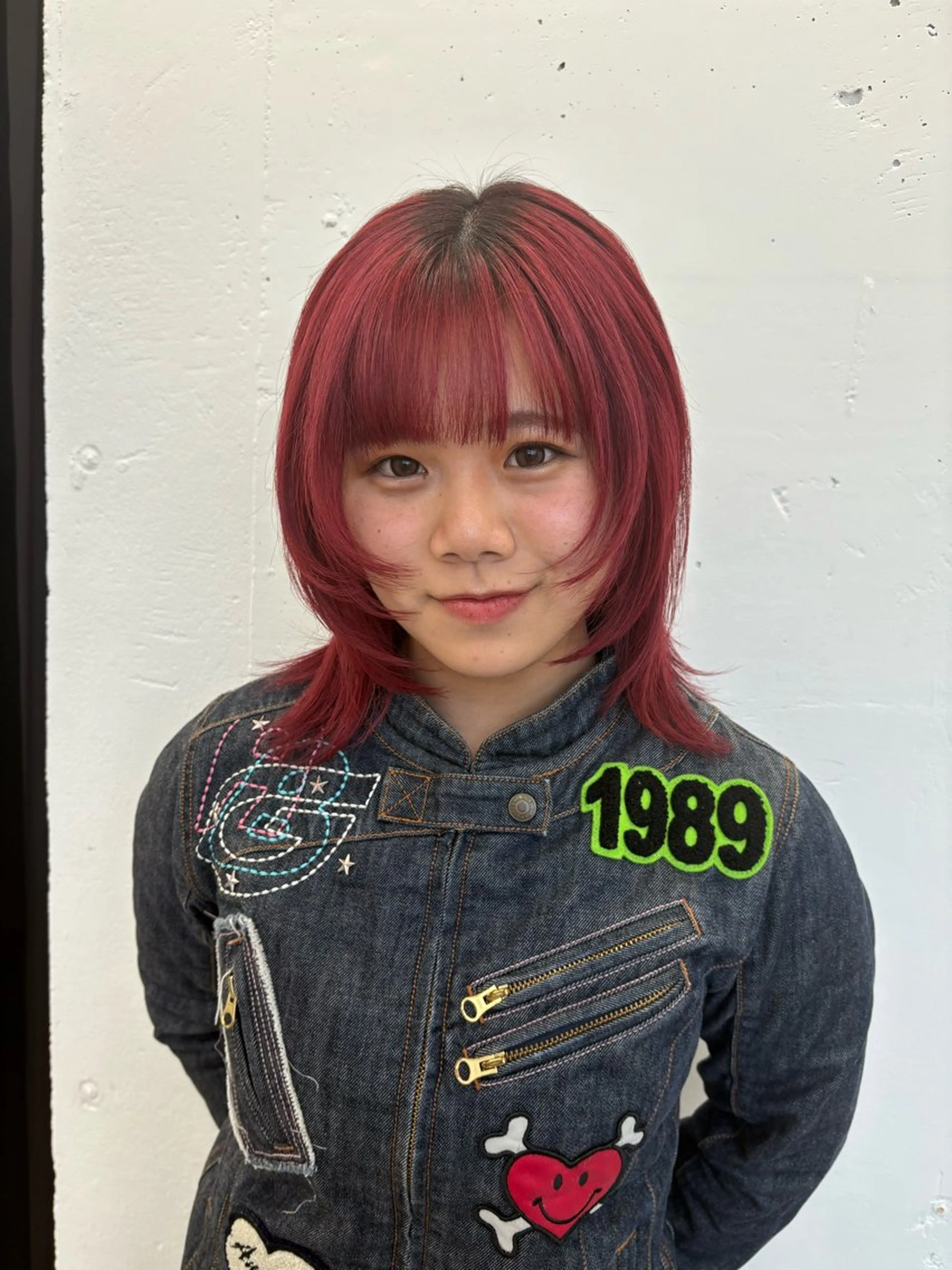 ミディアム カラー レッドカラー ウルフカット カット ヘアカラー トリートメント 矢場町/8時-22時 JILLSTUDIOのヘアスタイル