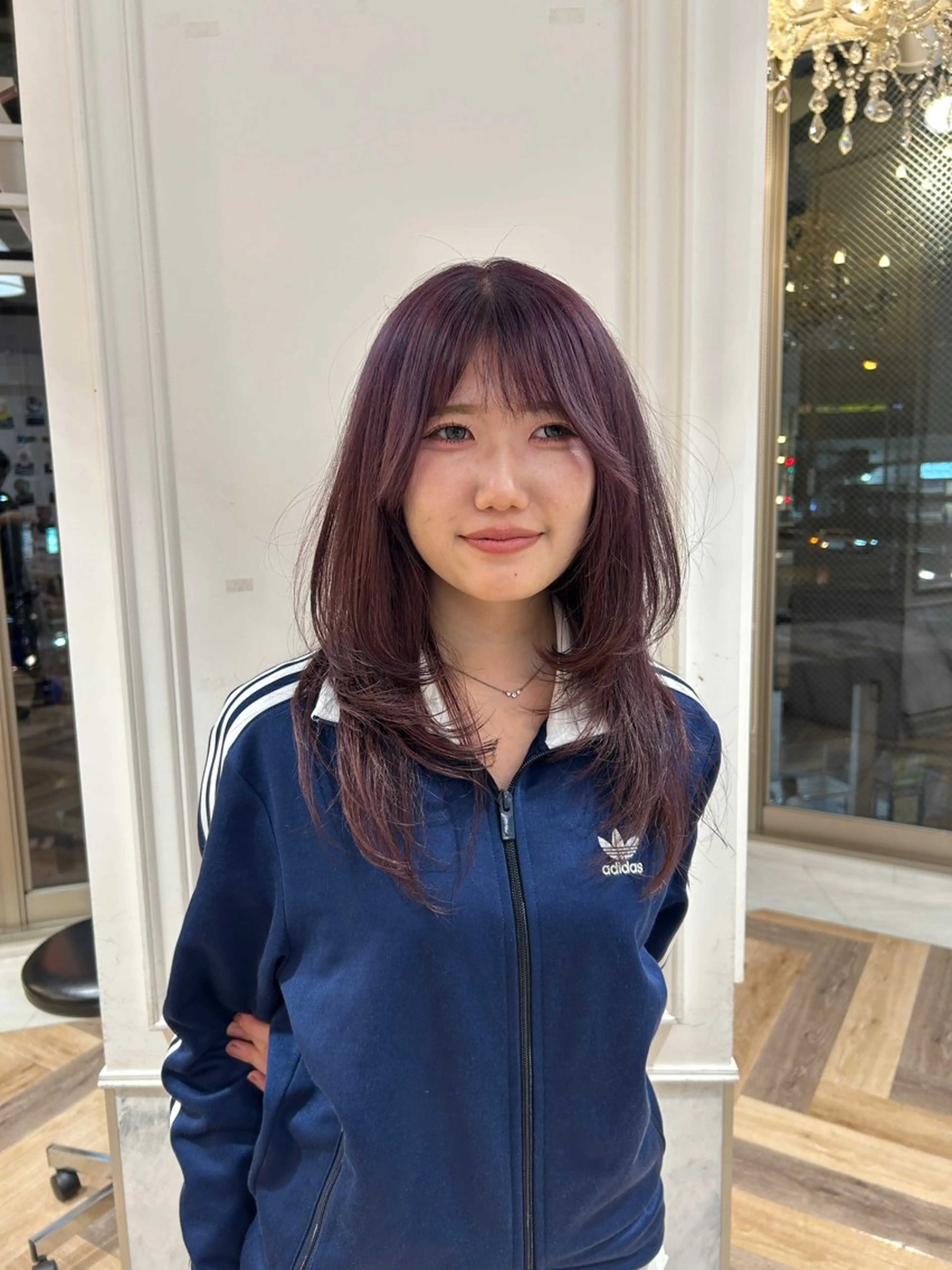 ロング くびれヘア 顔周りカット 韓国風ヘア レイヤーカット ロング 野田阪神/レイヤー/ ハイライト/yuuのヘアスタイル