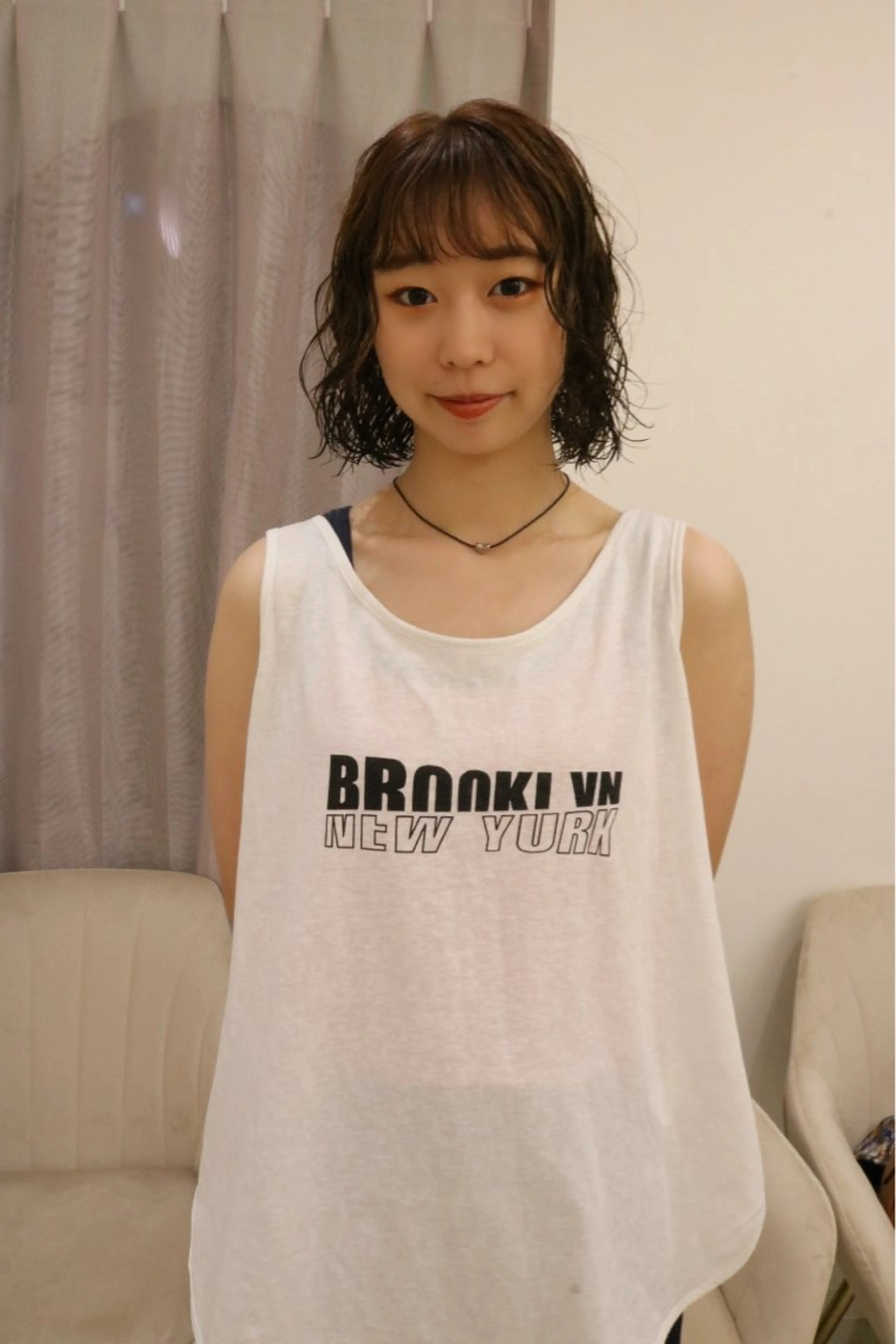 ミディアム パーマ カット パーマ トリートメント 松村 澪里のヘアスタイル