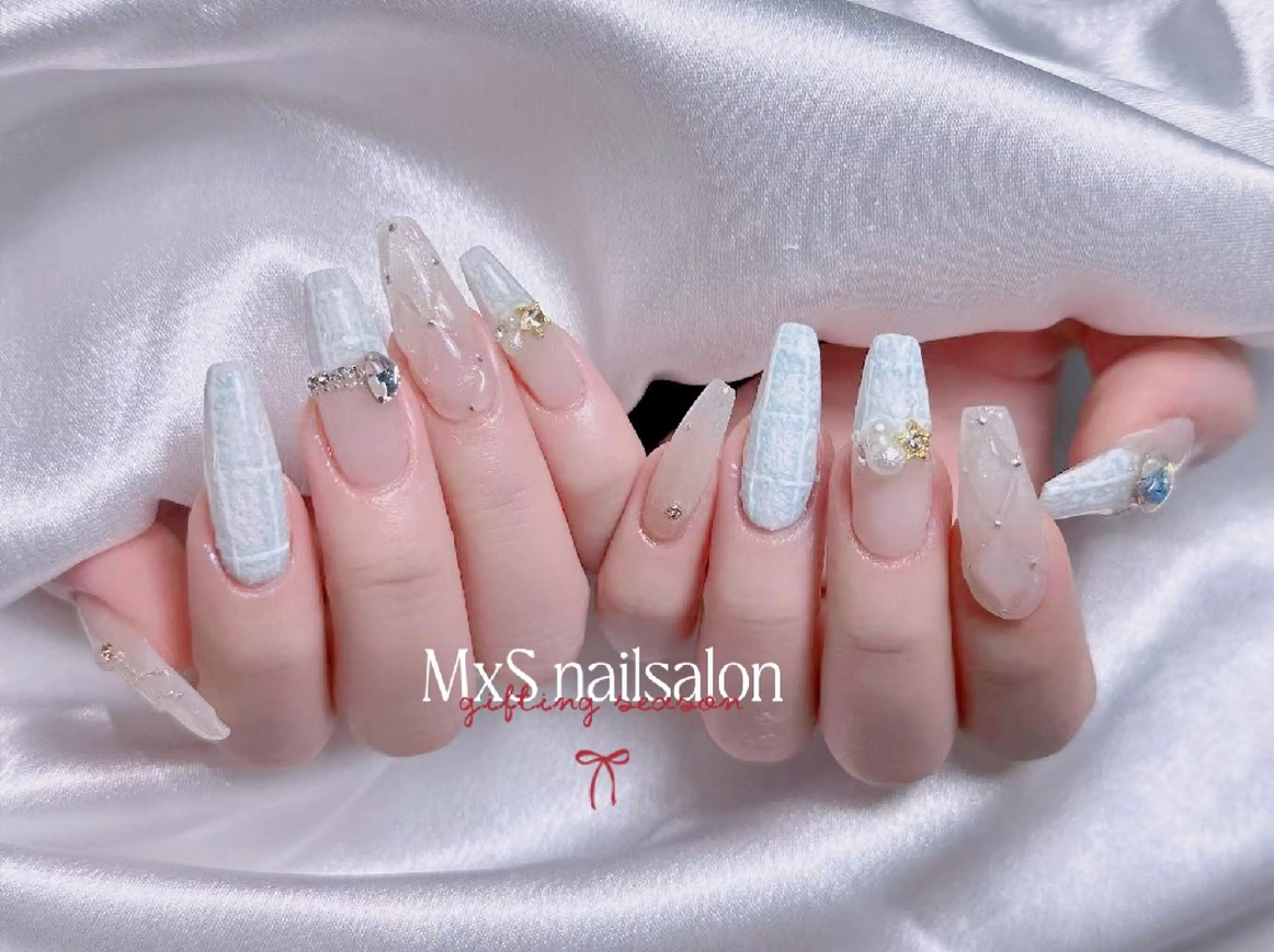 ネイル ジェルネイル 韓国ネイル マグネットネイル パラジェル バレンタイン ハンドネイル M×S Nail みなのネイルデザイン