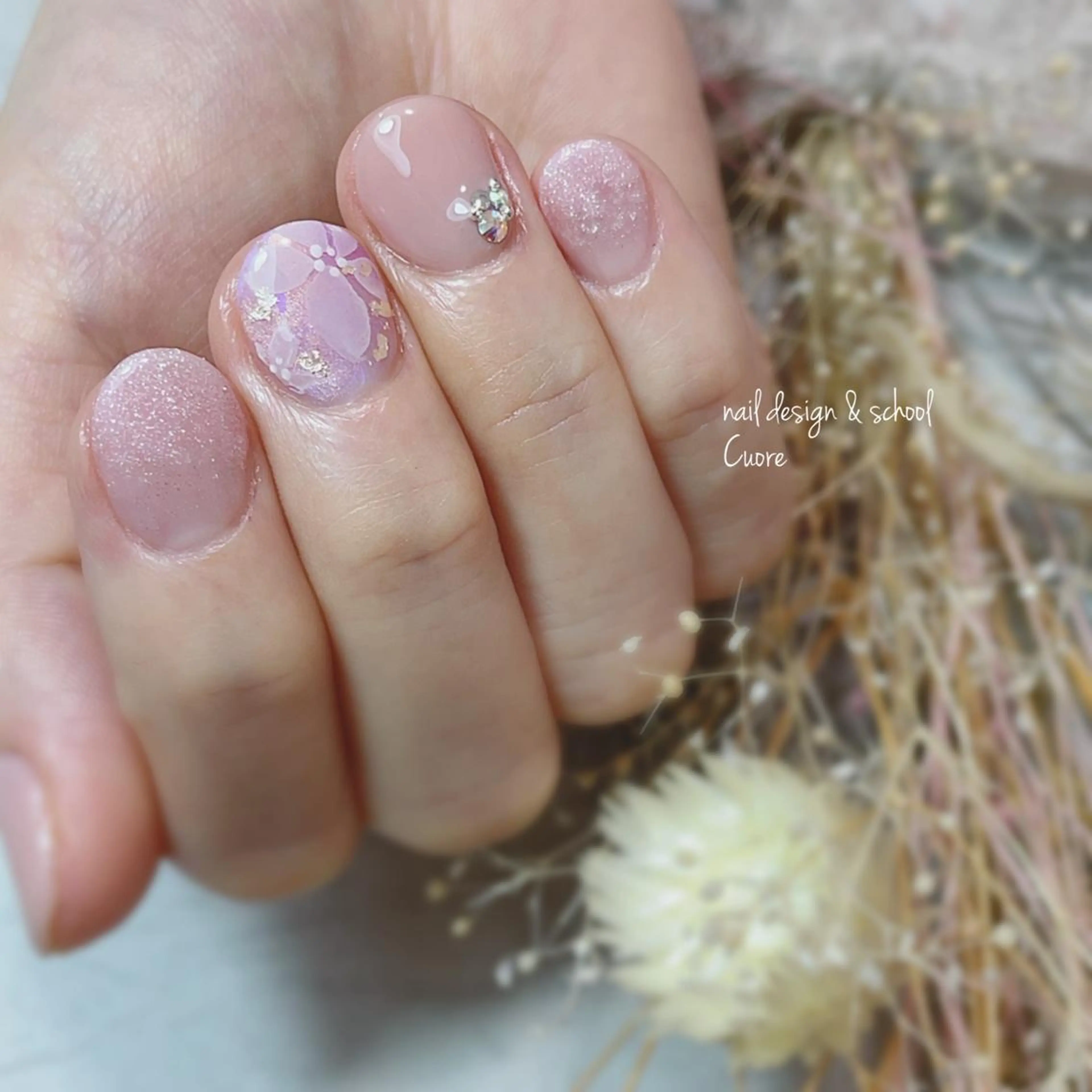 ネイル アートネイル ジェルネイル ニュアンスネイル シンプルネイル 春ネイル Cuore谷岡紗妃/ 宮崎台のネイルデザイン