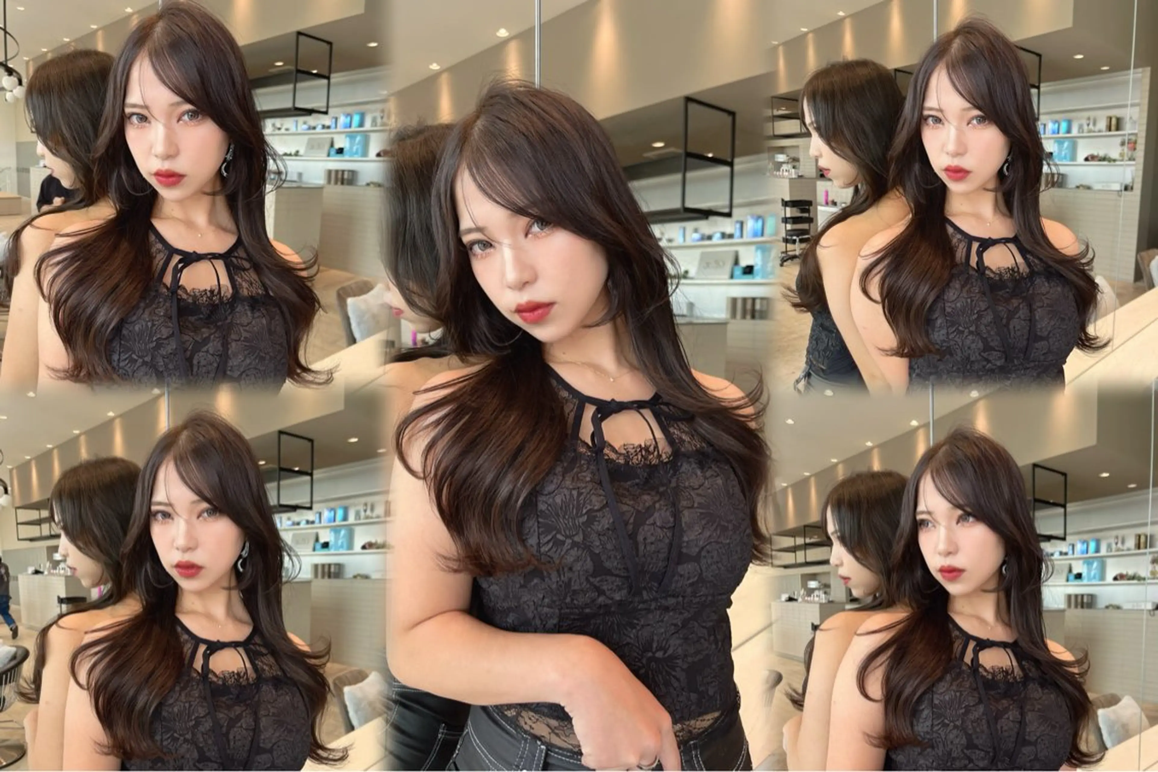 ロング カラー ヘアアレンジ レイヤー/髪質改善 /透け感カラー/艶髪のヘアスタイル