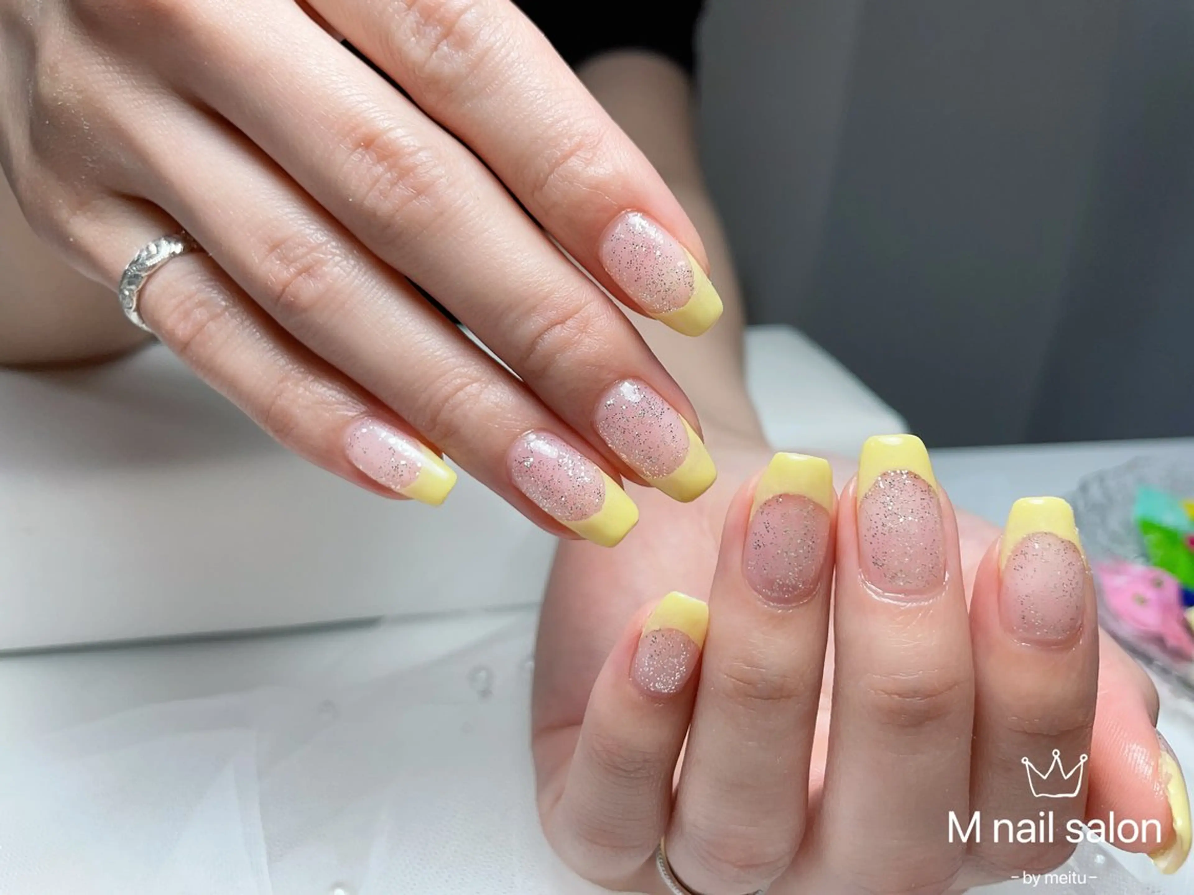 ネイル ブルー フレンチネイル マグネットネイル ニュアンスネイル オフィスネイル ハンドネイル Mnail _KKのネイルデザイン