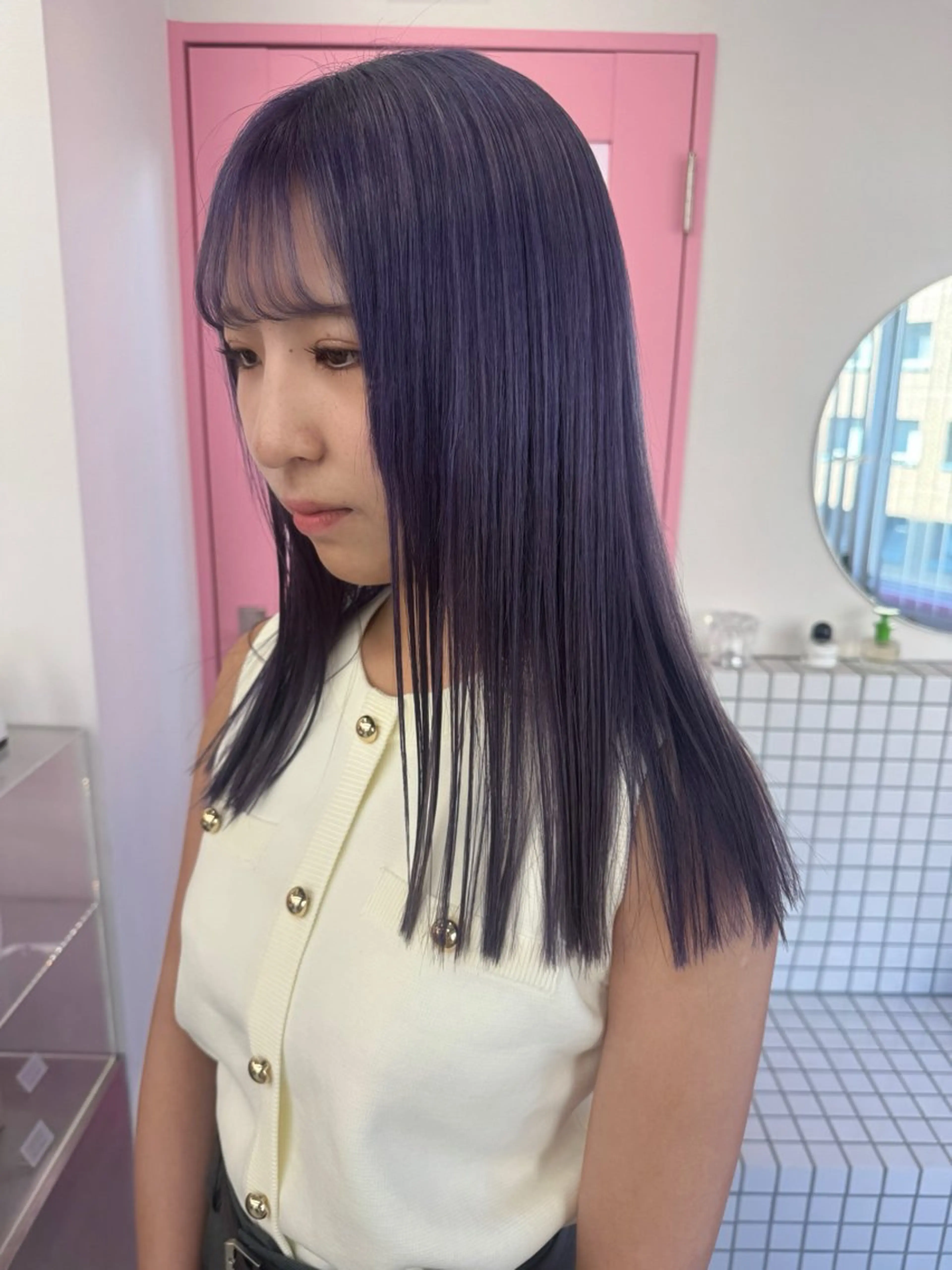 ミディアム カット ヘアカラー トリートメント 暖色カラー/ピンク カラー/saraのヘアスタイル