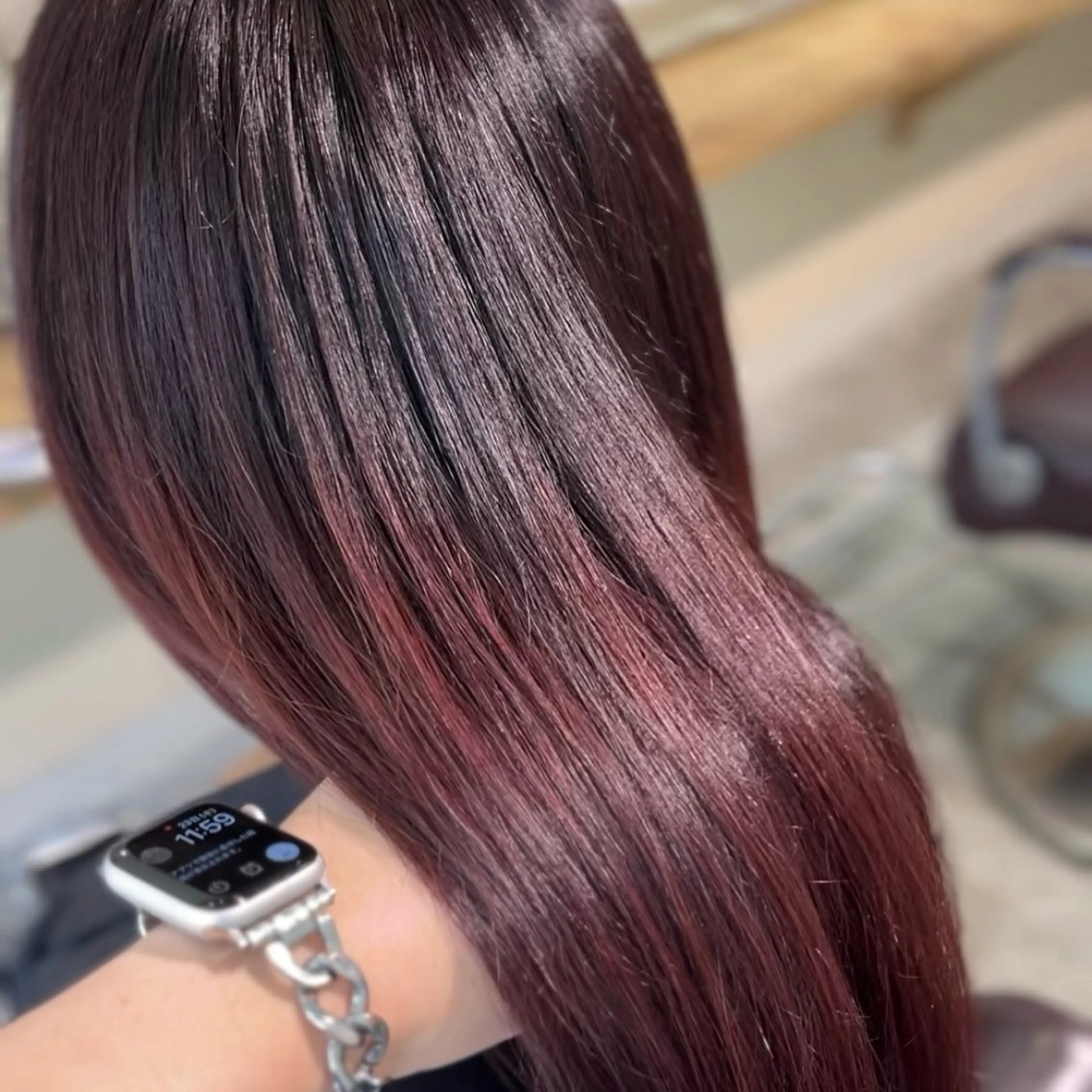 ロング カラー ヘアカラー トリートメント フェザーパーマ🌙 毛流れ yuzukiのヘアスタイル