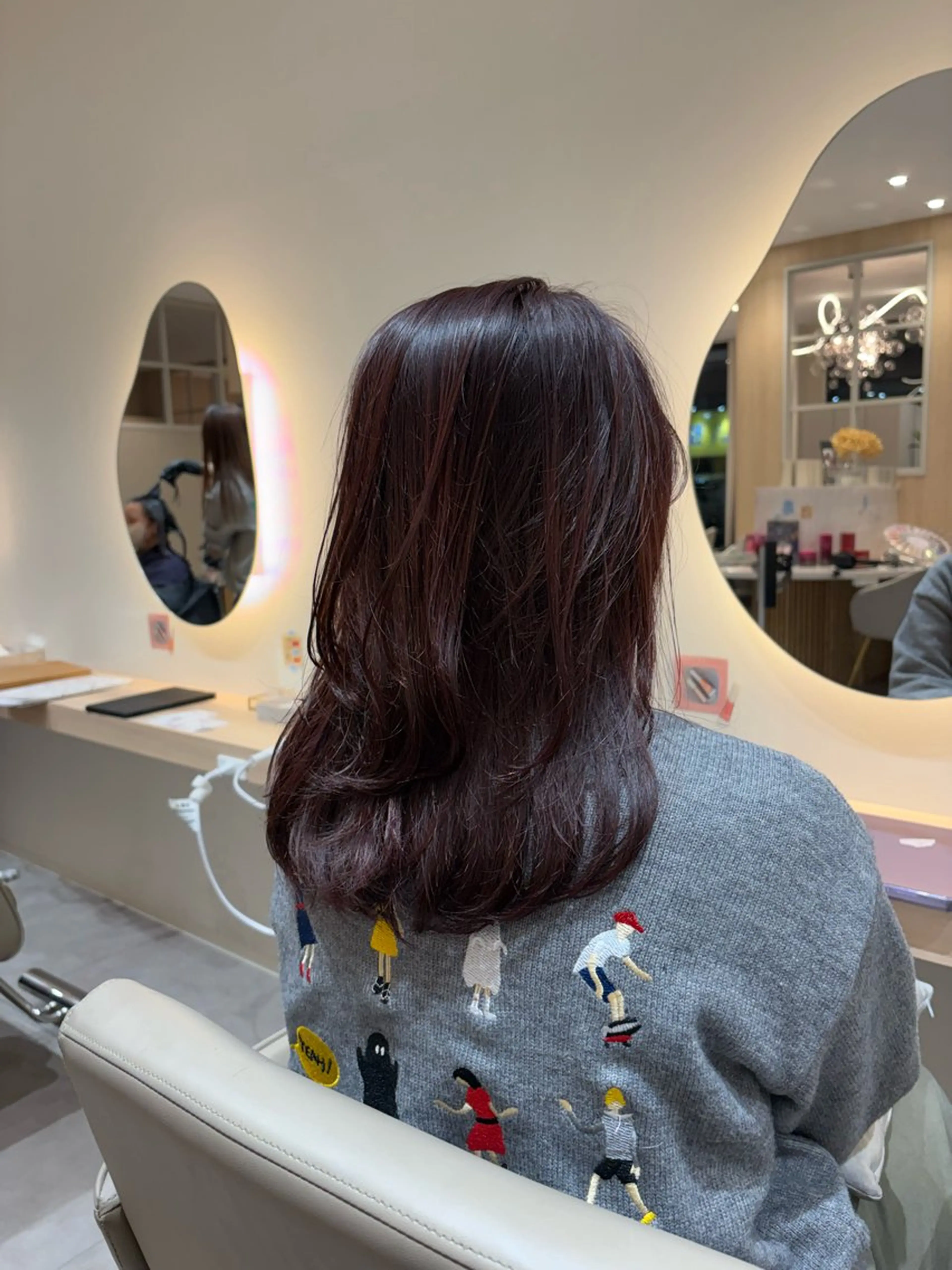 セミロング カラー ボルドーカラー レイヤーカット カット ヘアカラー レイヤー/透明感/髪 質改善/メンズ/佐藤のヘアスタイル