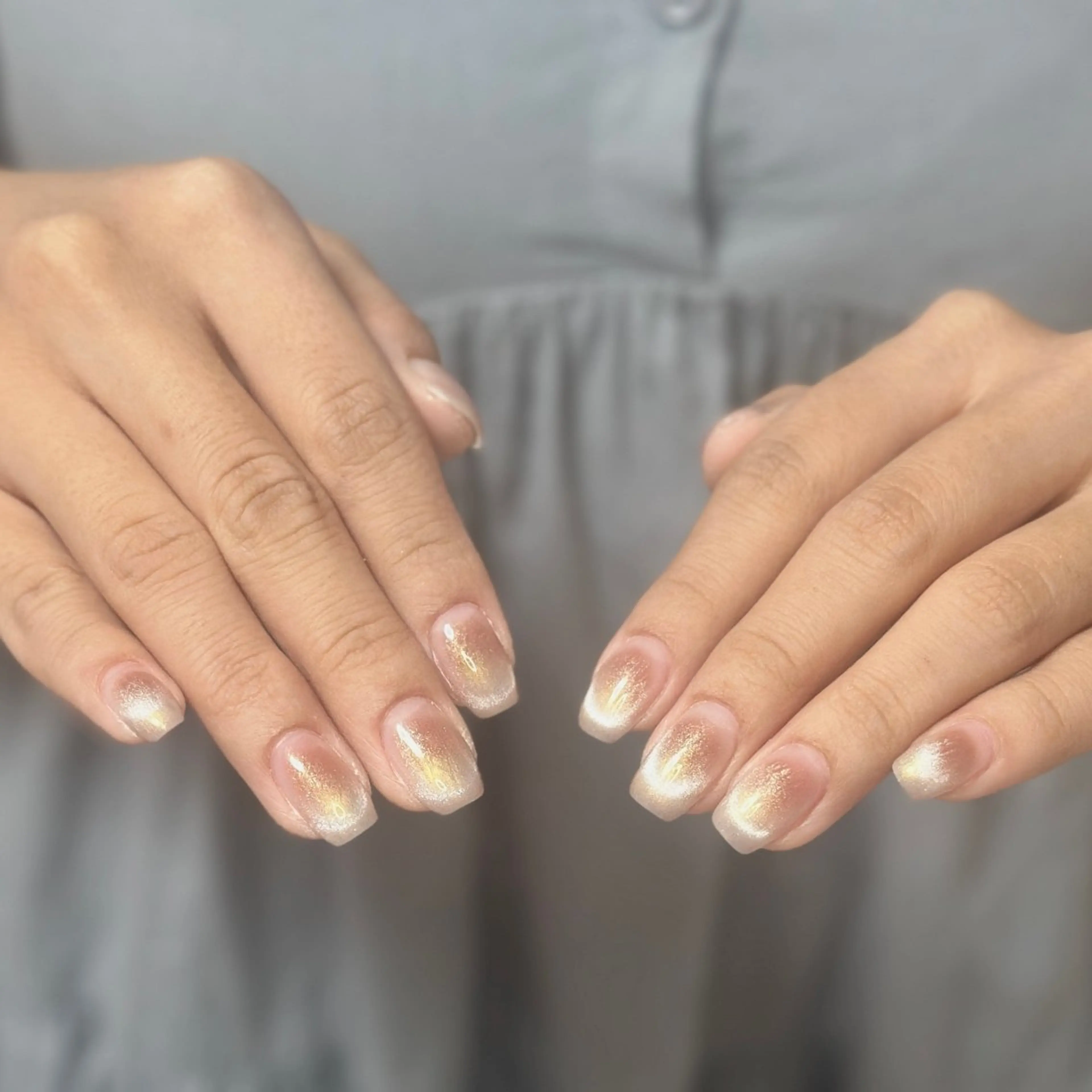 ネイル アートネイル オーロラネイル チークネイル フレンチネイル ガラスフレンチ 🎀YooLi Nail salonのネイルデザイン