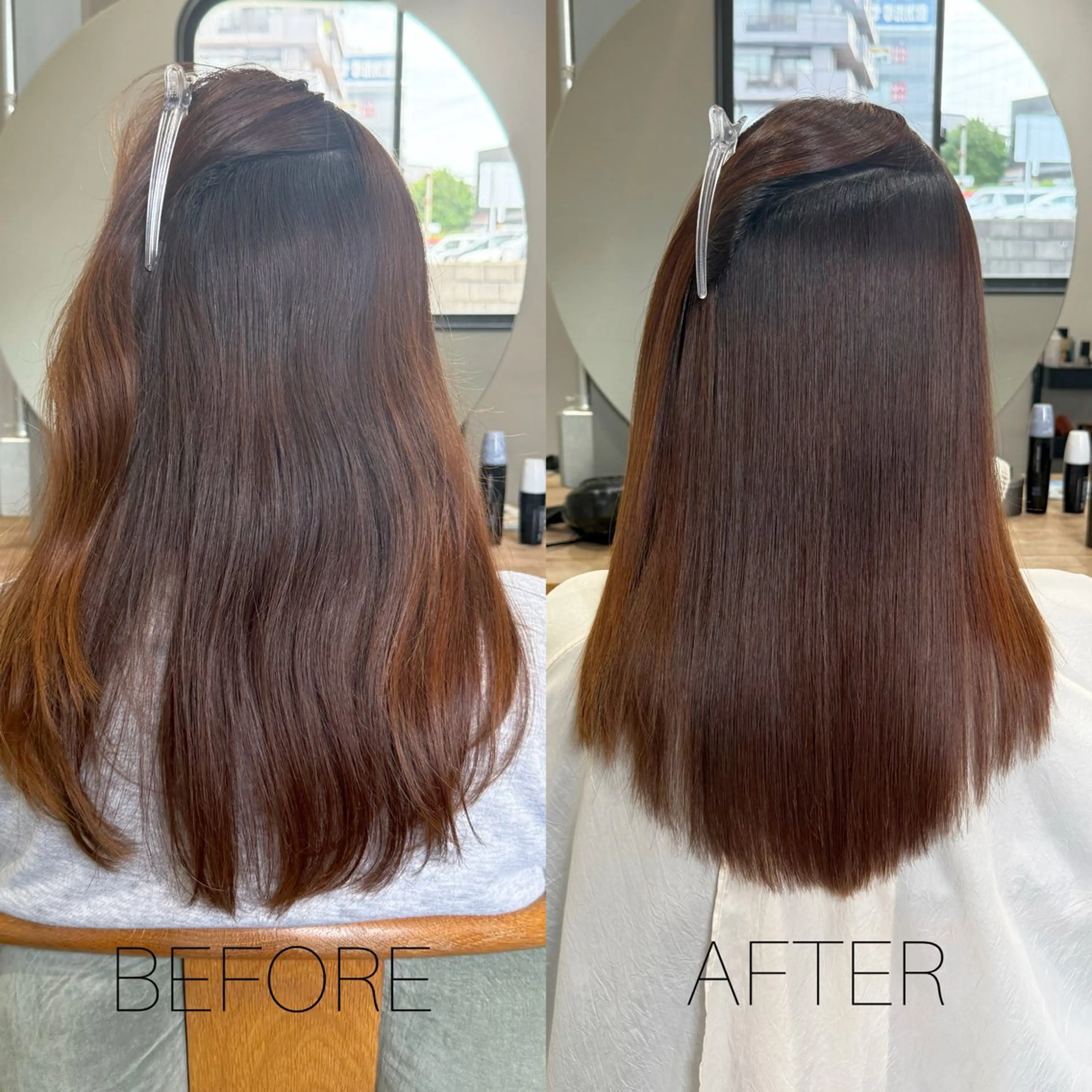 セミロング パーマ 髪質改善 トリートメント ストレートパーマ 野間 祐哉のヘアスタイル