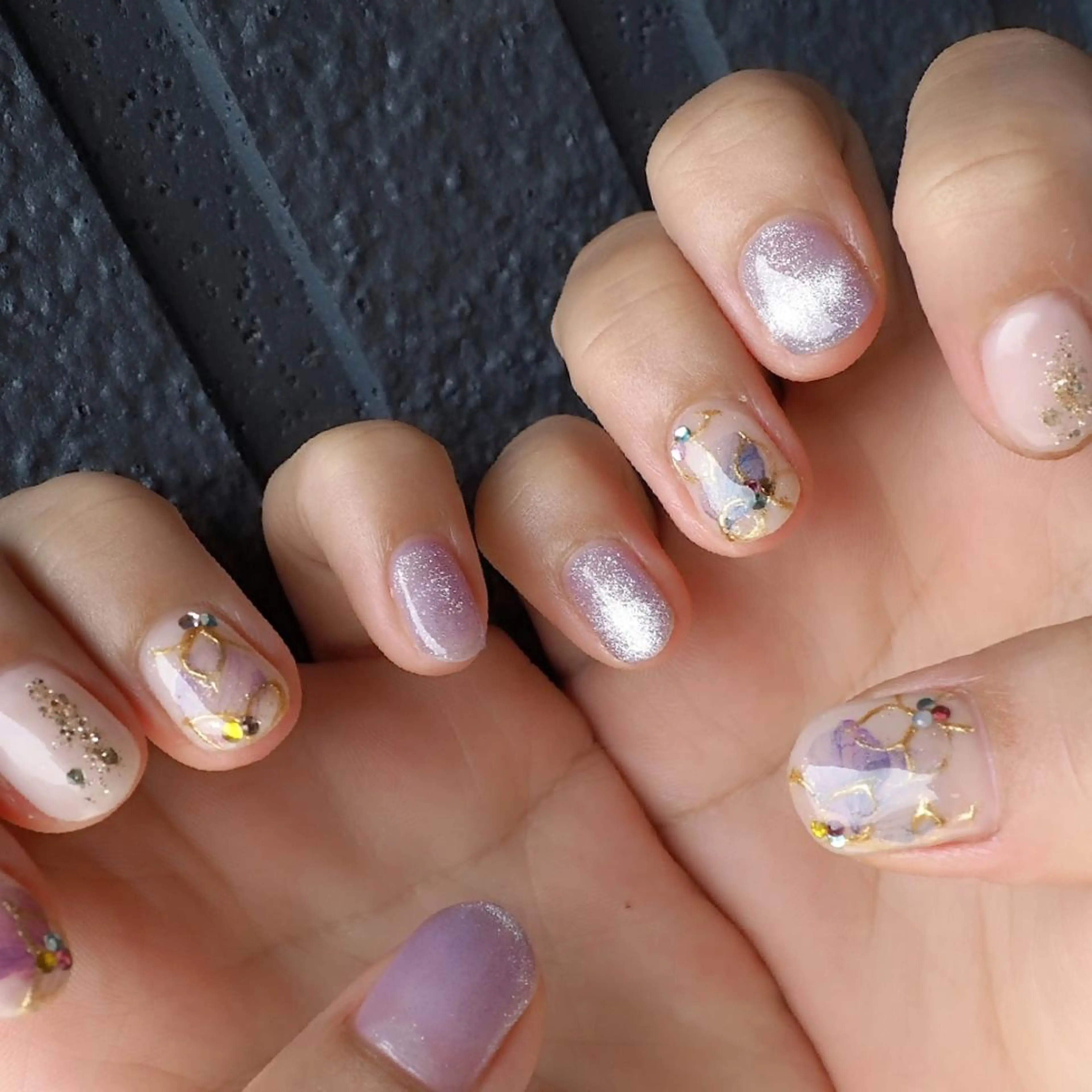 ネイル フラワーネイル パープル ハンドネイル infinity skyのネイルデザイン