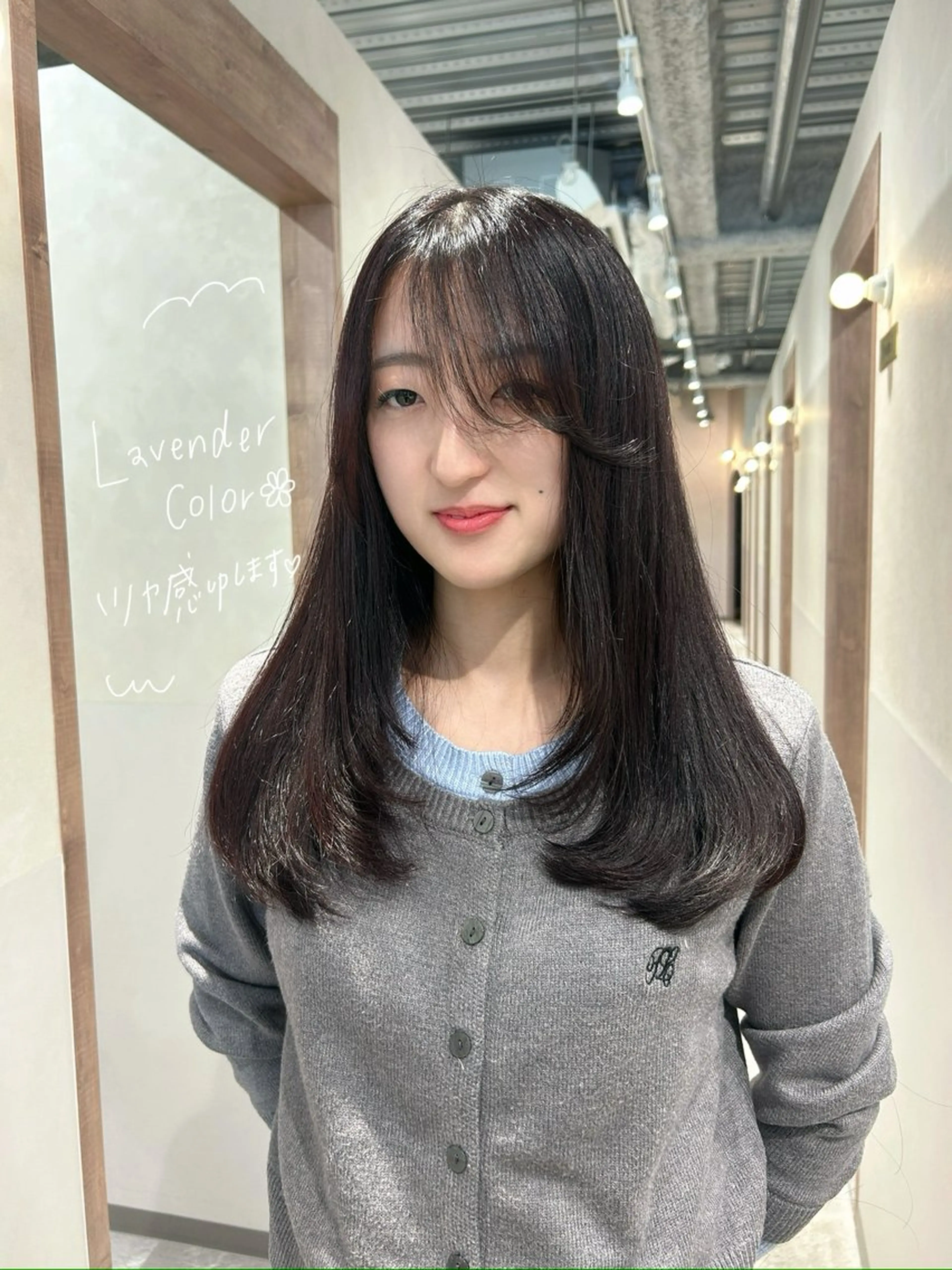 ロング カラー ブラウンカラー ラベンダーカラー カット ヘアカラー トリートメント ヘッドスパ SALOWIN栄 三丁目 木戸里実のヘアスタイル