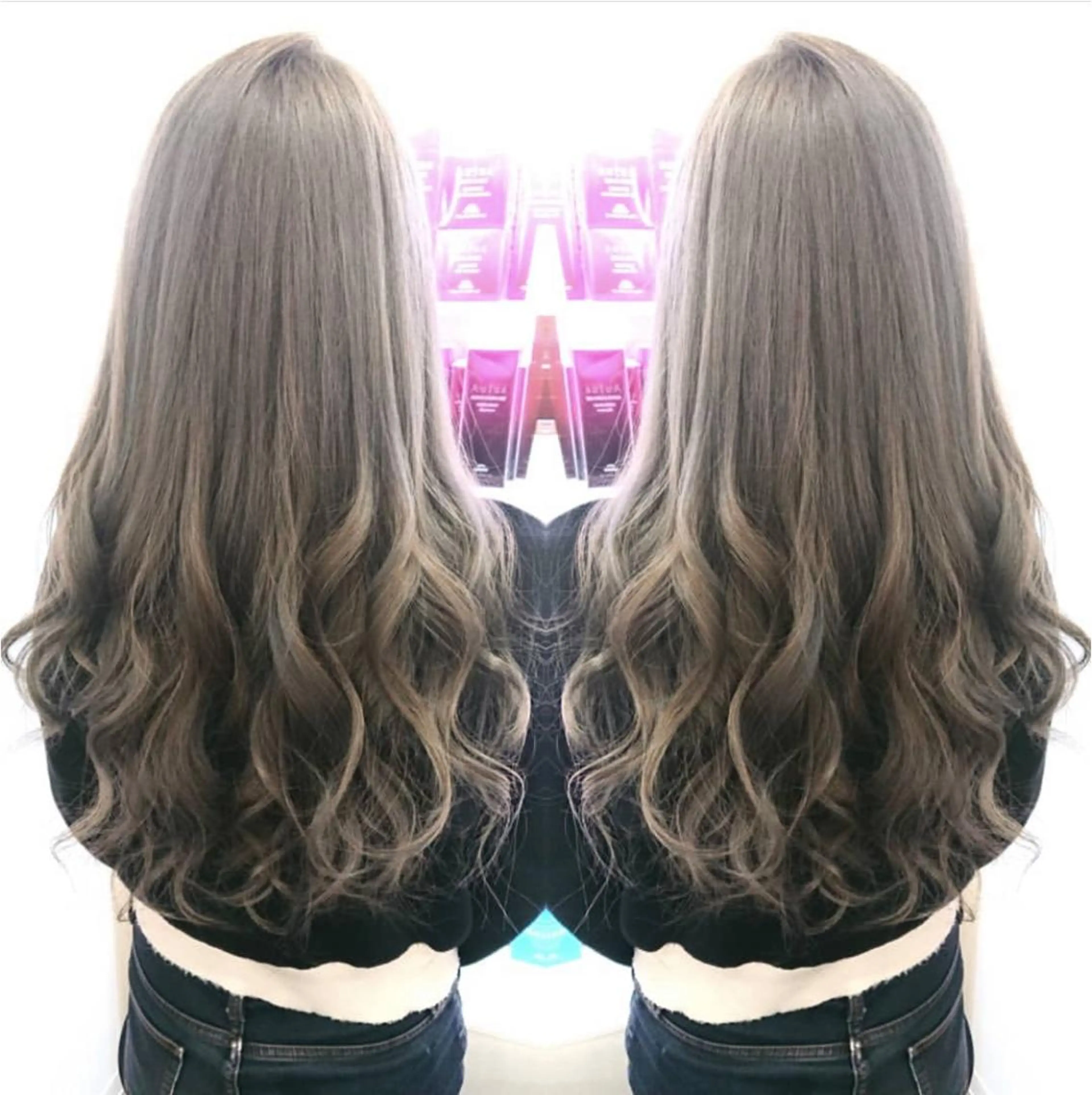 ロング カラー れん/ハイトーン /エクステ/韓国風のヘアスタイル