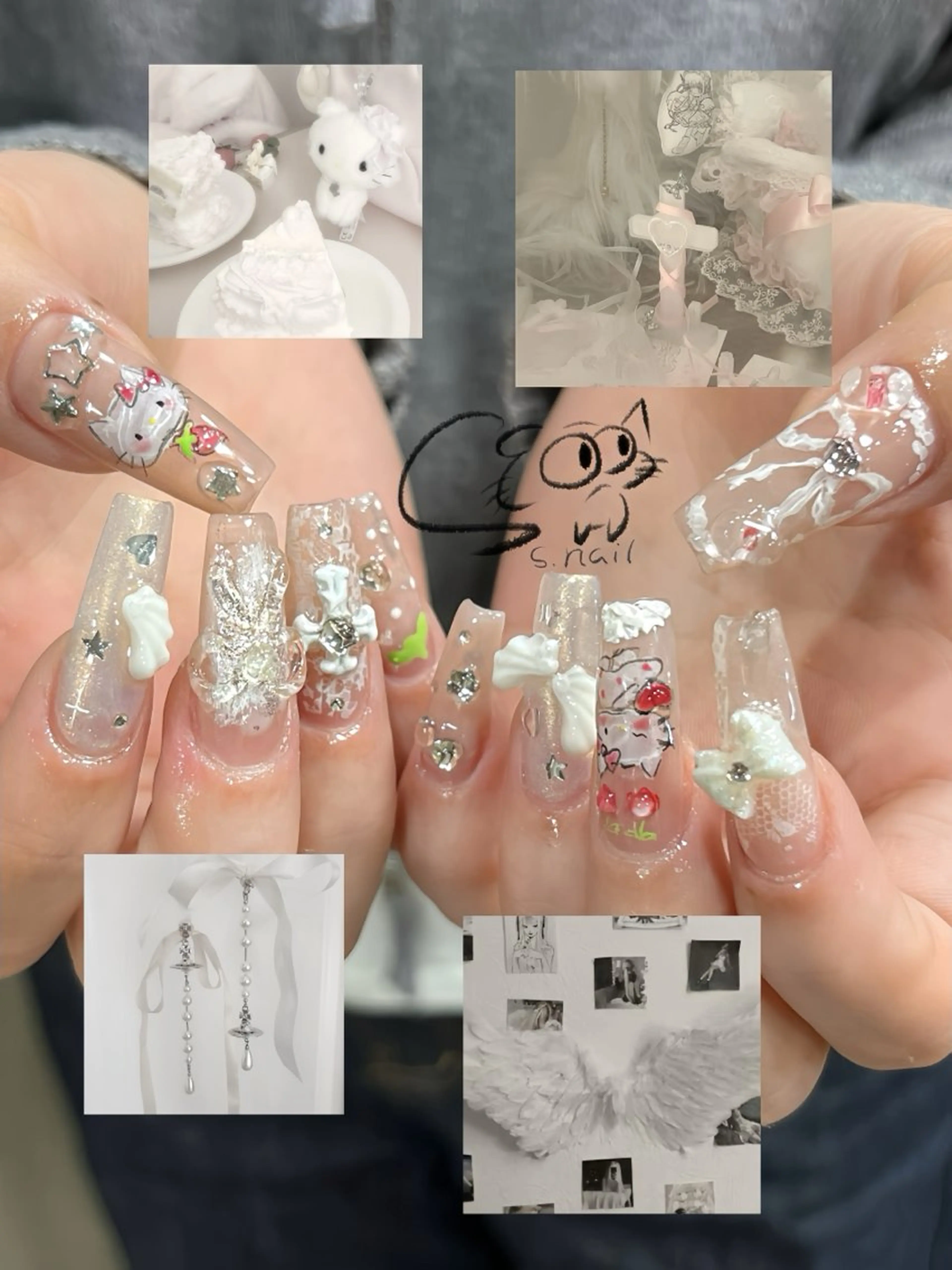 ネイル フレンチネイル ジェルネイル キラキラネイル ラメ(グリッター) マグネットネイル S.nail _のネイルデザイン