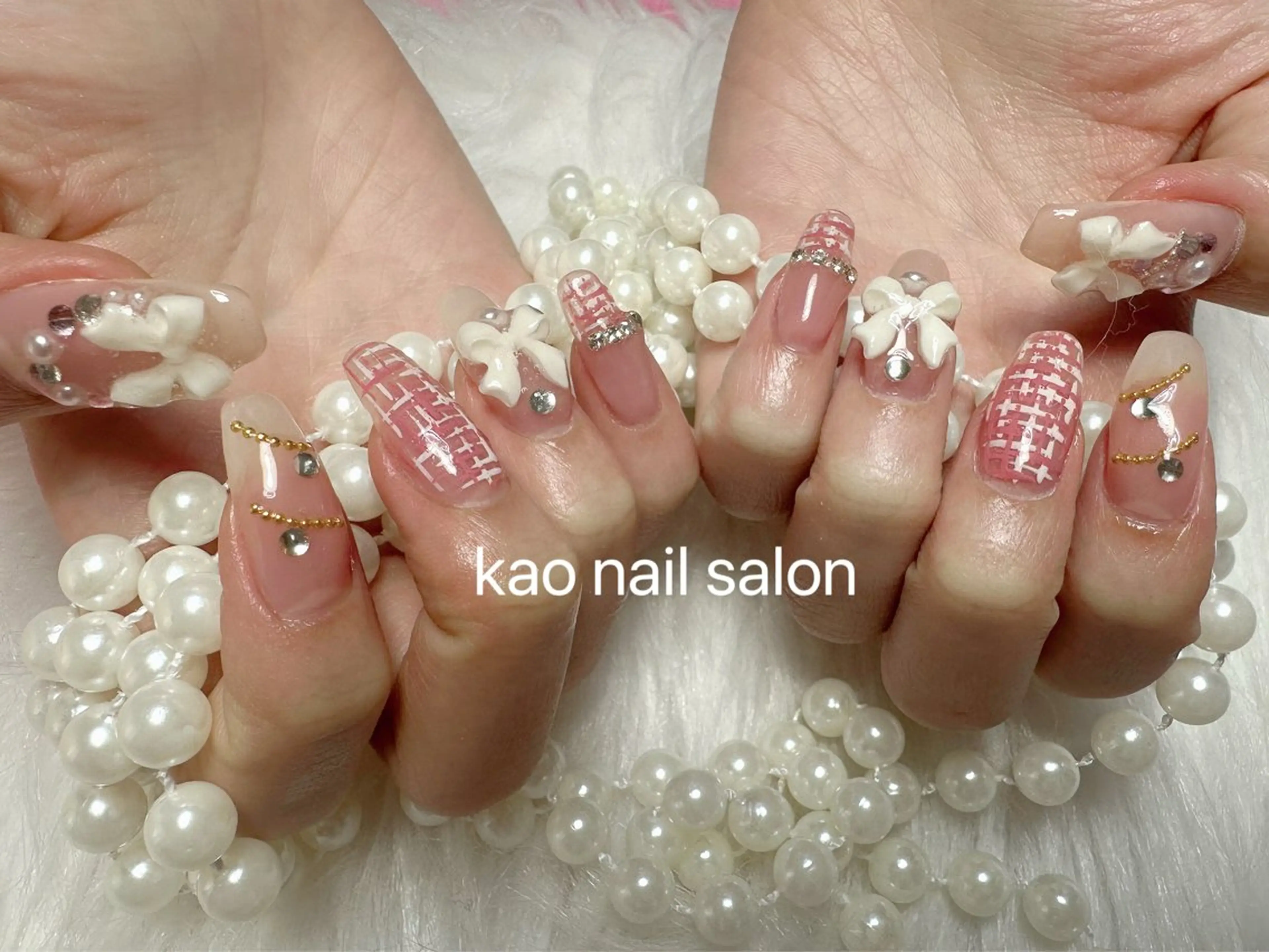 ネイル チークネイル 長さ出し フレンチネイル ジェルネイル ガラスフレンチ ハンドネイル kao nail マグネット/長さだしのネイルデザイン