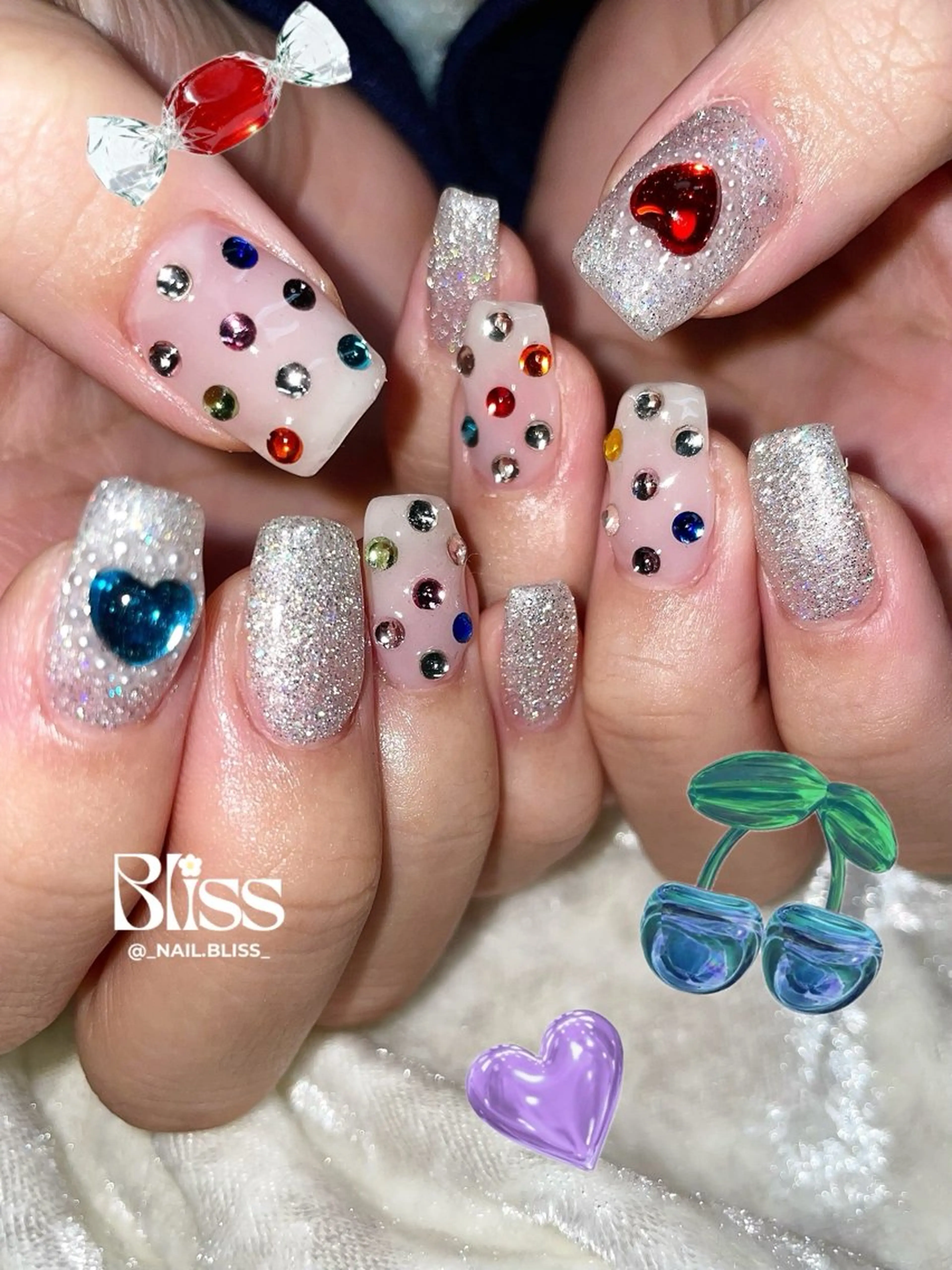ネイル フラッシュネイル ストーンネイル ハンドネイル NAIL BLISSのネイルデザイン
