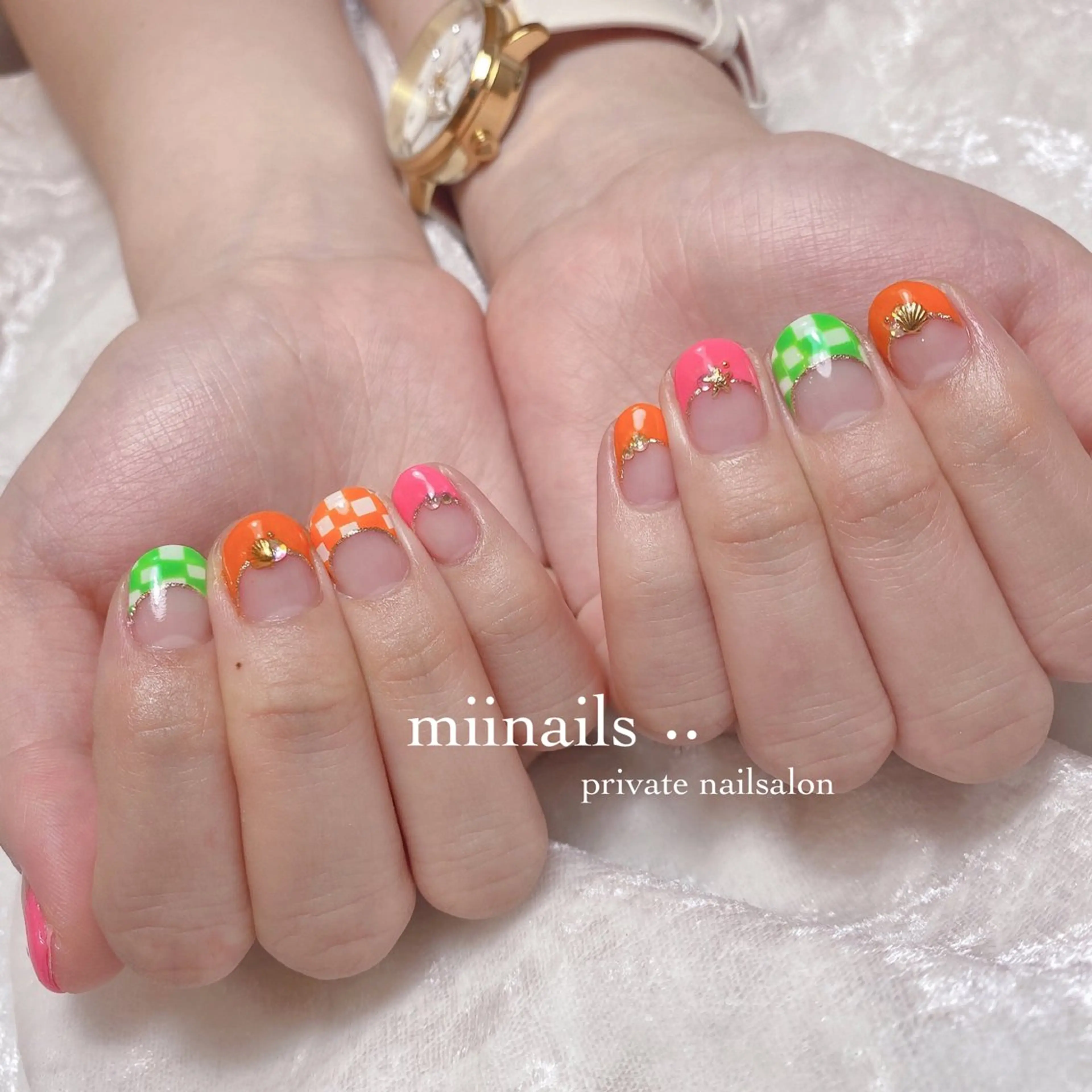 ネイル フレンチネイル 韓国ネイル ワンホンネイル ハンドネイル nailsalon miinailsのネイルデザイン