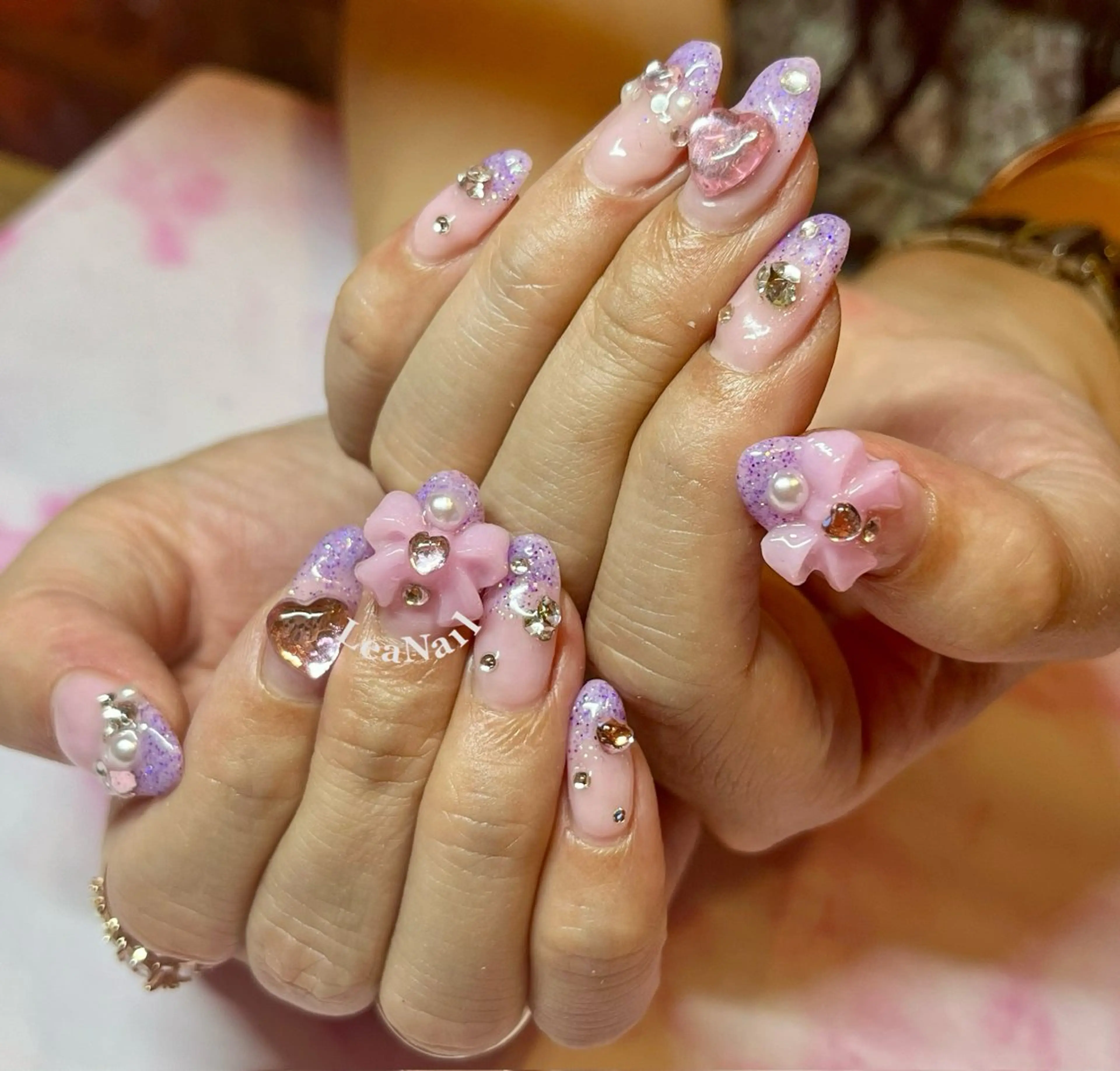 ネイル ピンク パープル ハンドネイル Lea Nailのネイルデザイン