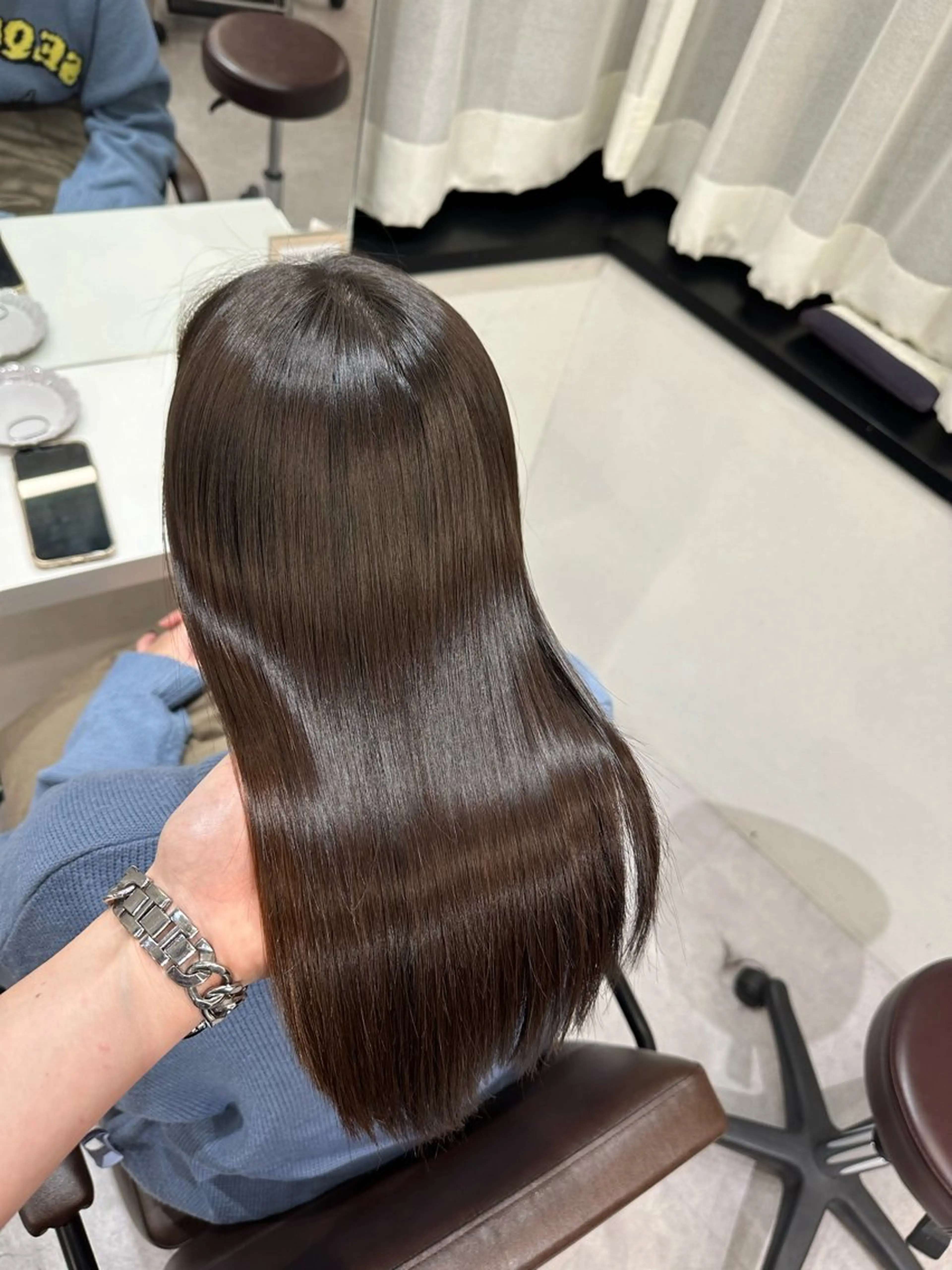 セミロング くせ毛 髪質改善 縮毛矯正 トリートメント 酸性ストレート カット ヘアカラー 縮毛矯正 トリートメント 韓国風✨髪質改善✨ 縮毛矯正✨松浦知奈美のヘアスタイル