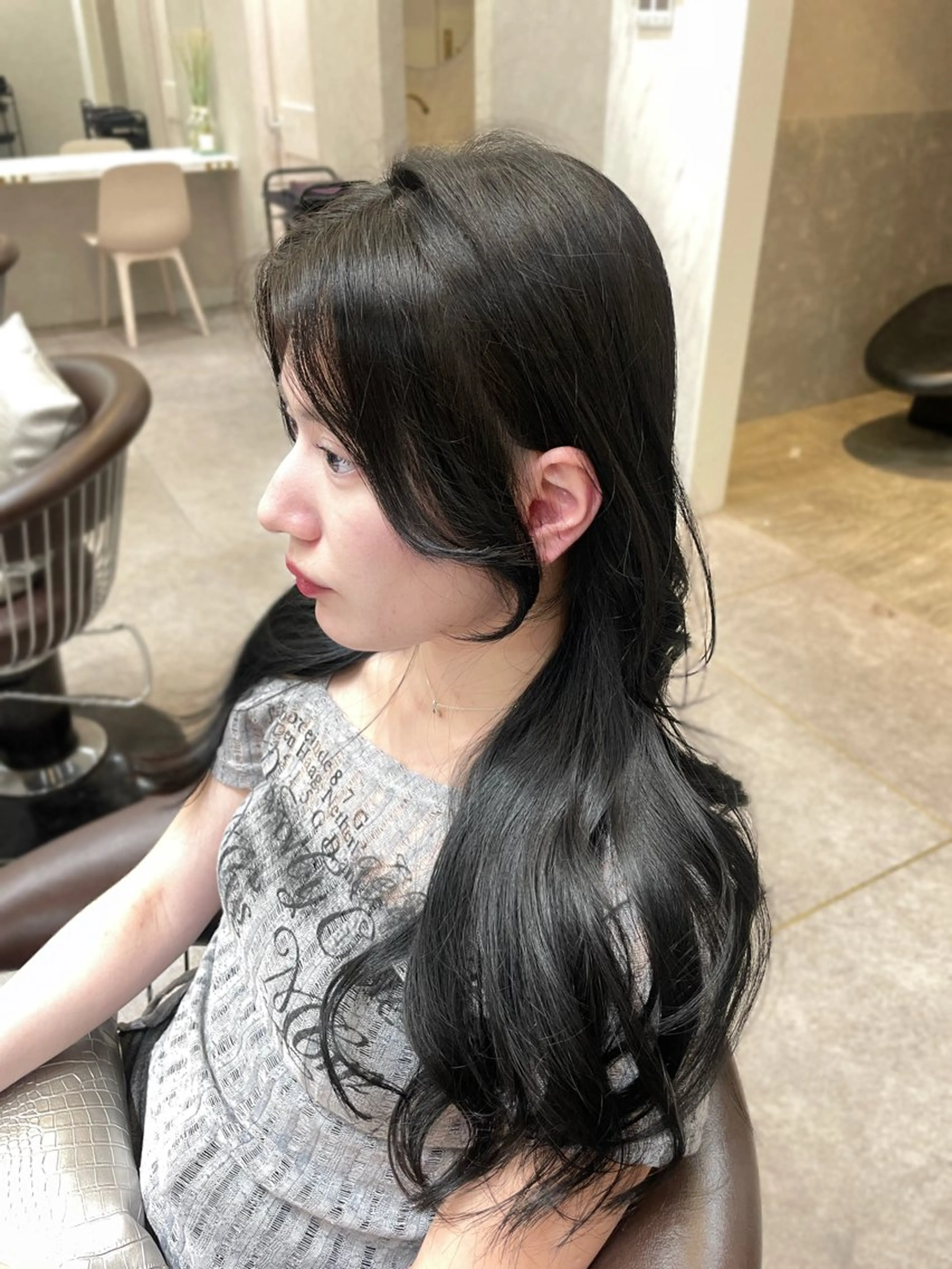 セミロング カット ヘアカラー MOE 福岡韓国ヘア✧︎のヘアスタイル