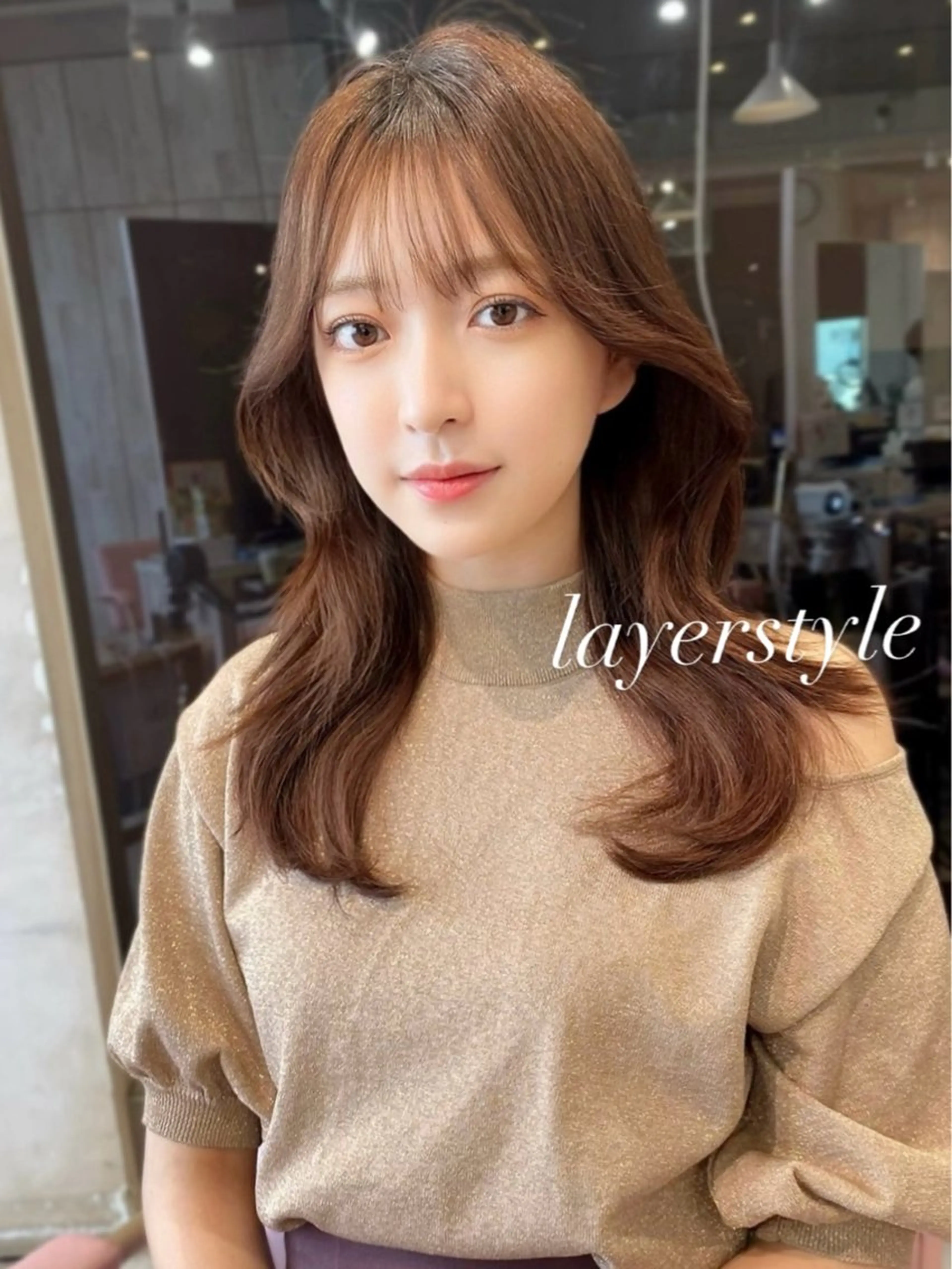 セミロング くびれヘア エギョモリ ヨシンモリ 韓国風ヘア レイヤーカット 似合わせレイヤー モテカラー🤍三科のヘアスタイル