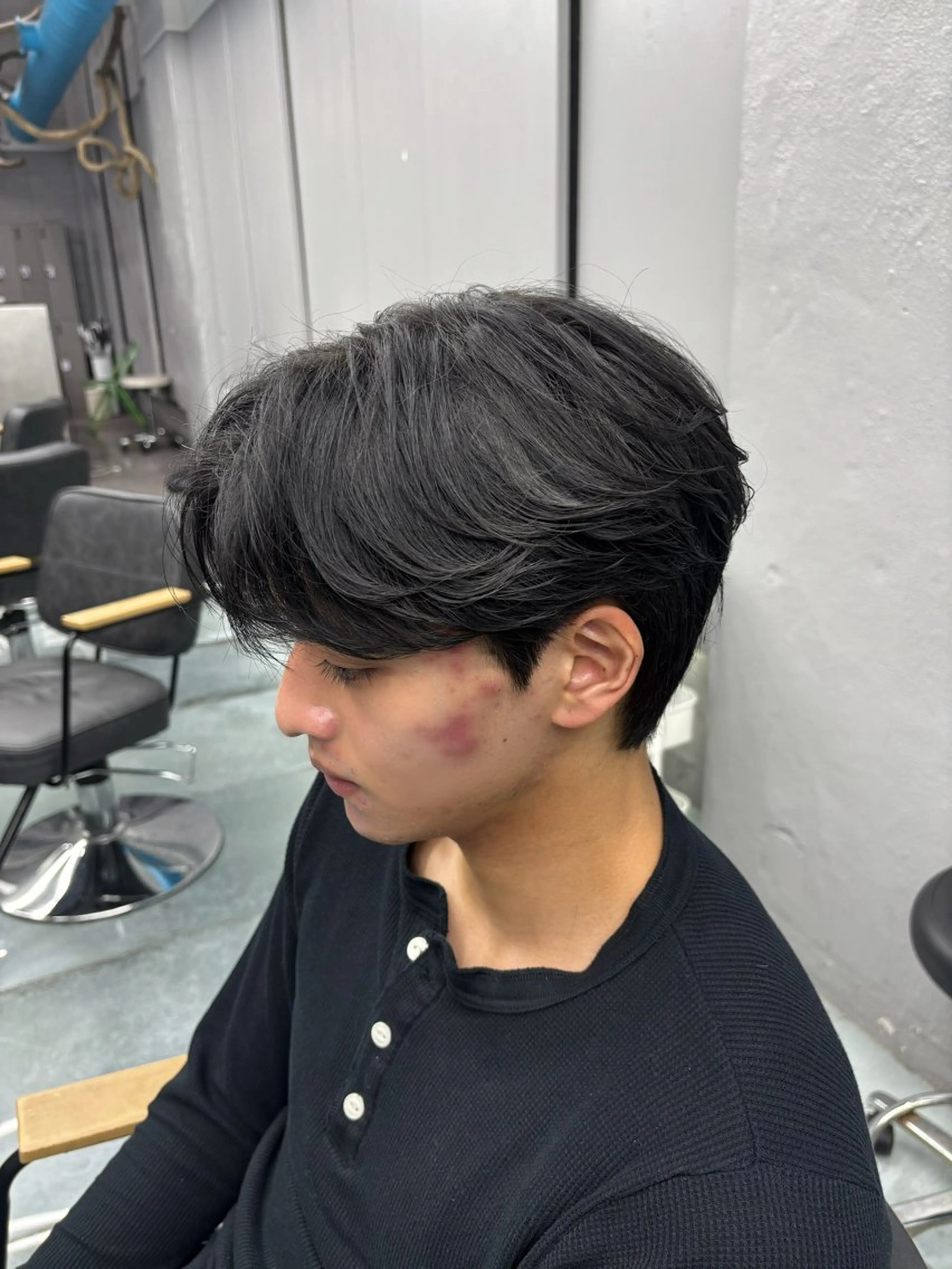 メンズ センターパート カット メンズパーマ/韓国 ヘア/Mino🤍のヘアスタイル
