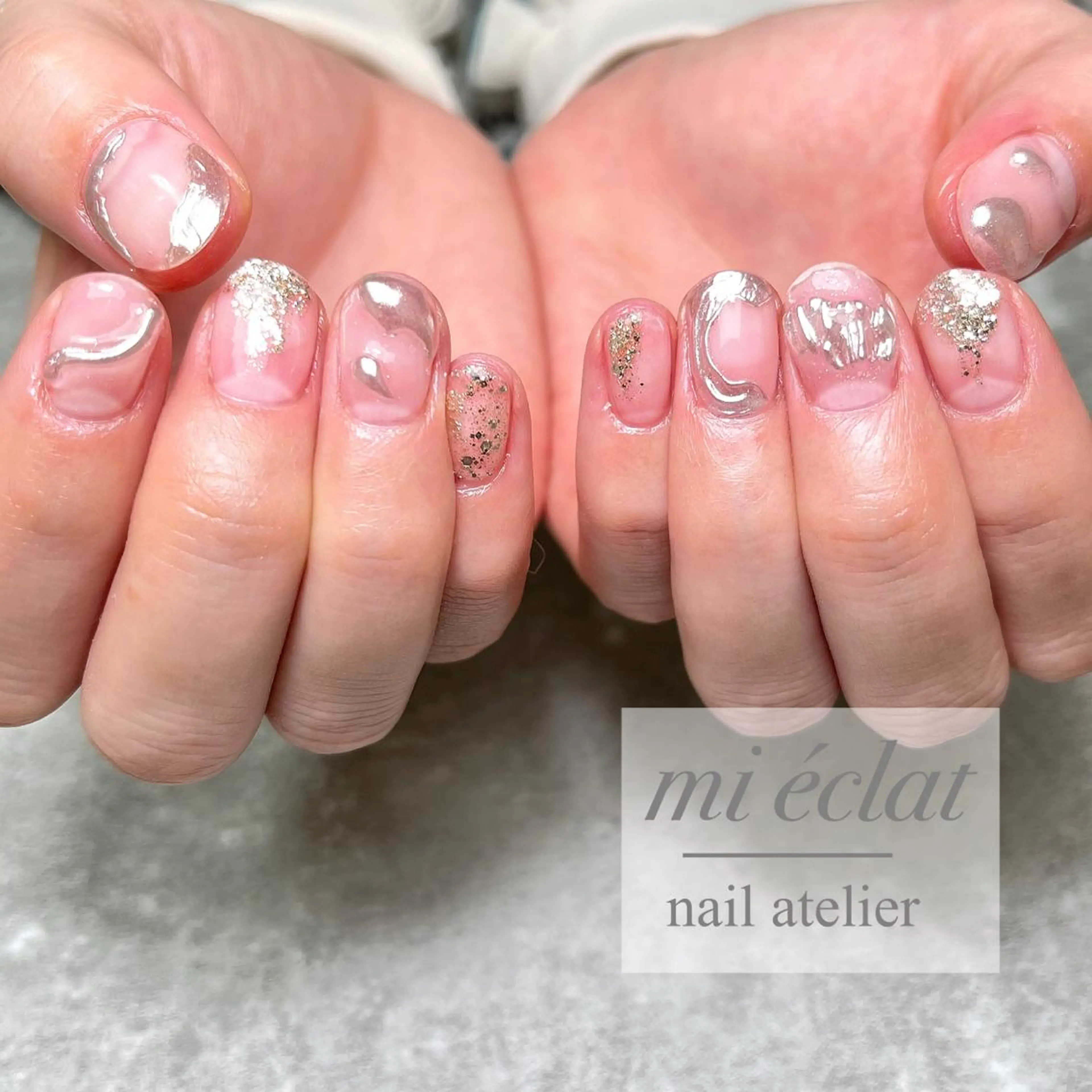 ネイル アートネイル ブラウン チークネイル フットネイル ジェルネイル mi éclat ミ　エクラのネイルデザイン