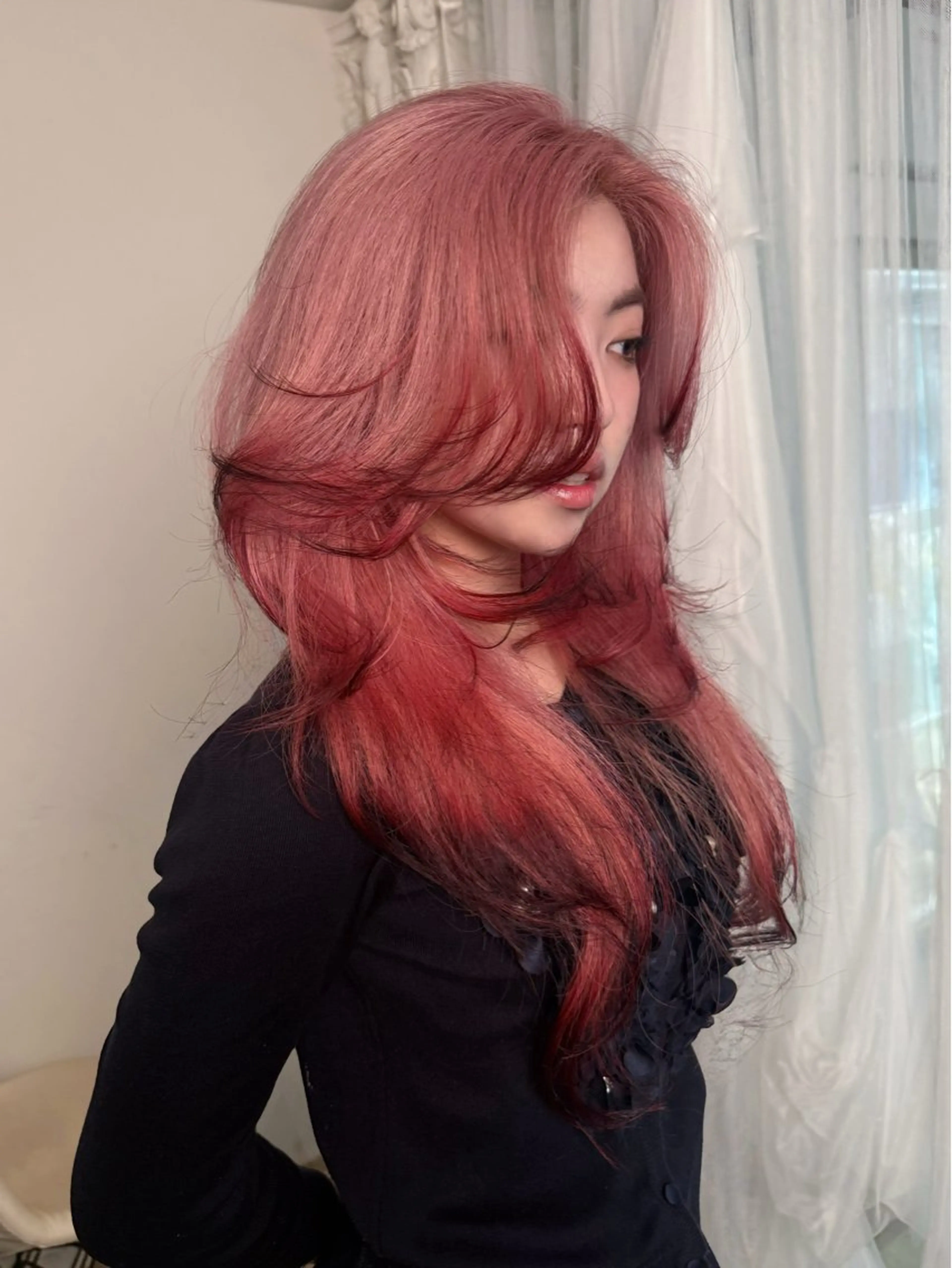 ロング カラー レイヤーカット カット ヘアカラー トリートメント ヘッドスパ ヘアセット HARUNA/原宿/ デザイン/カットのヘアスタイル