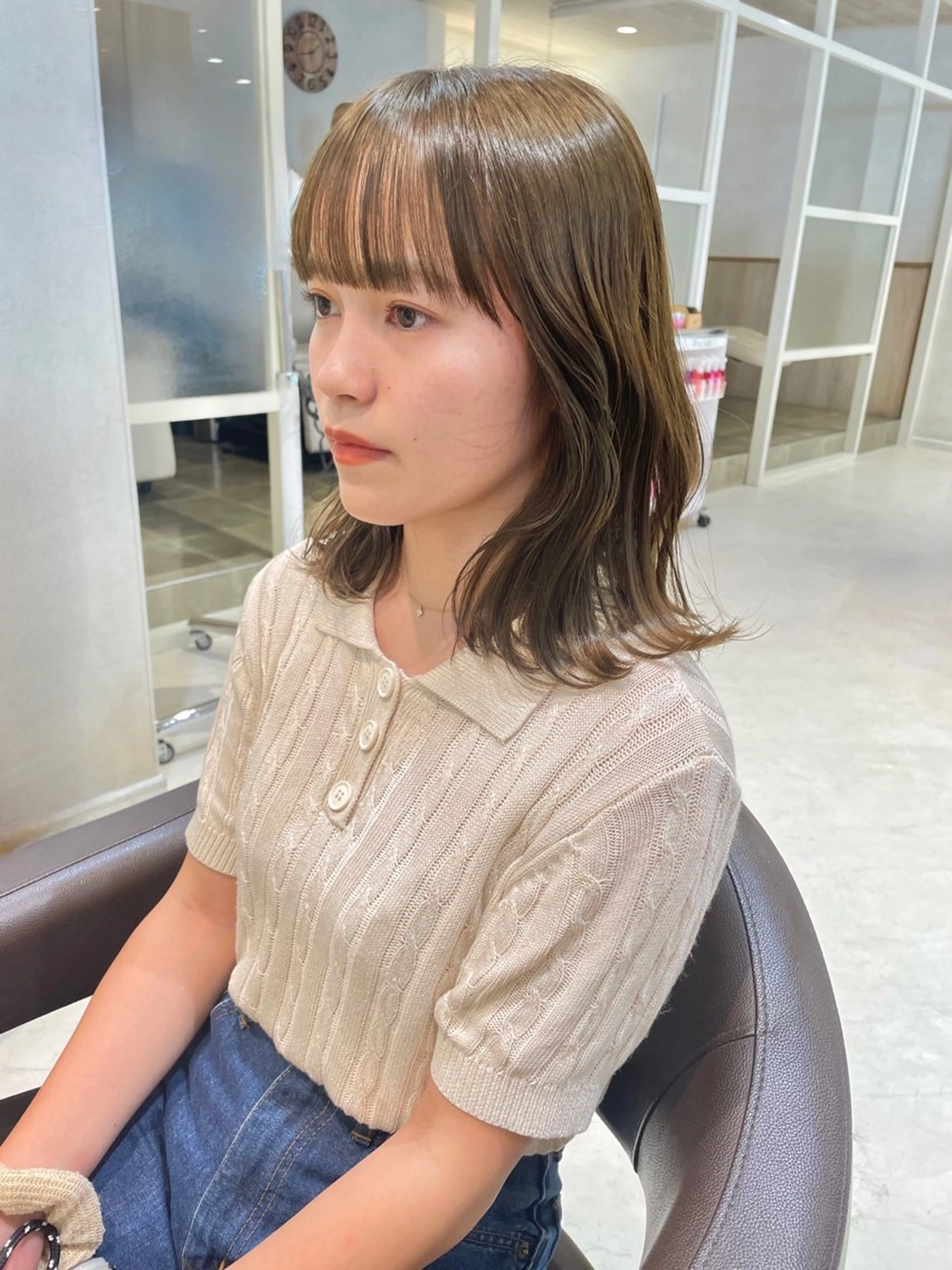 ミディアム カラー ベージュカラー オリーブカラー カラー/レイヤー/ 髪質改善/PAAQのヘアスタイル