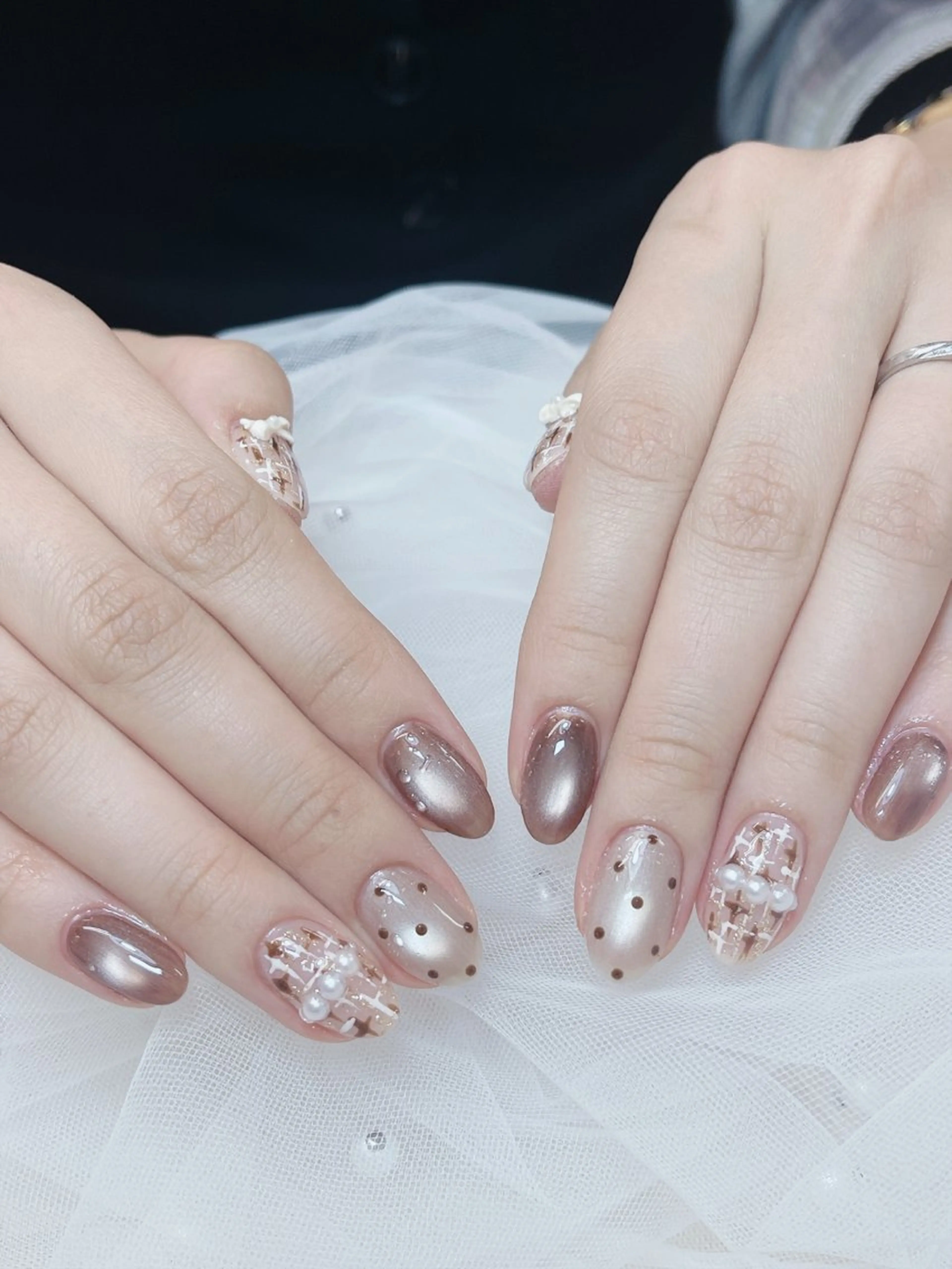 ネイル チークネイル フレンチネイル グラデーション 氷ネイル・うるうるネイル キラキラネイル ハンドネイル DUO   MI nail salonのネイルデザイン