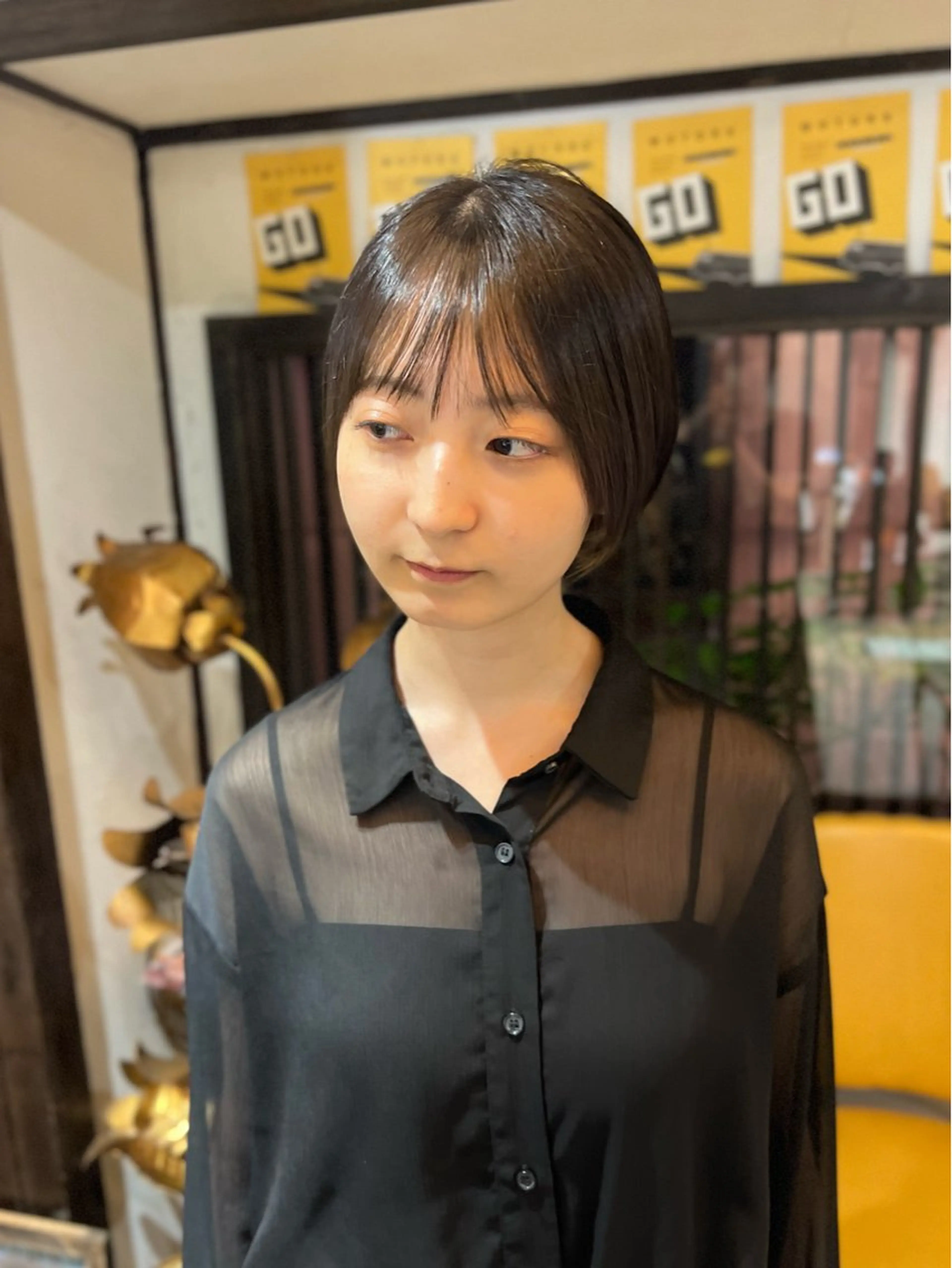 ショート ボブパーマ/レイヤー ヒロモトアサカのヘアスタイル