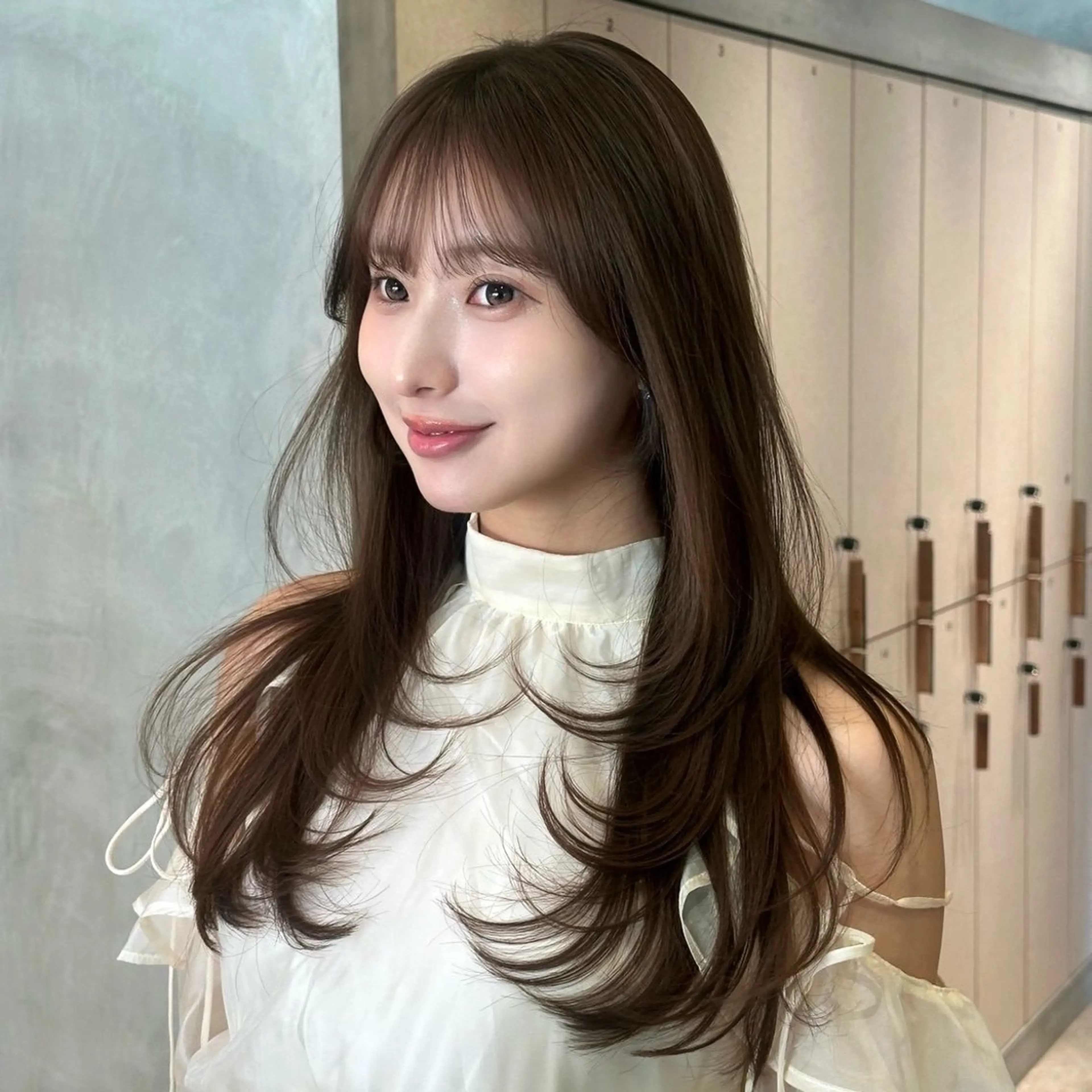 ロング カラー カット トリートメント 髪質改善|透明 感カラー🩵レイヤーのヘアスタイル