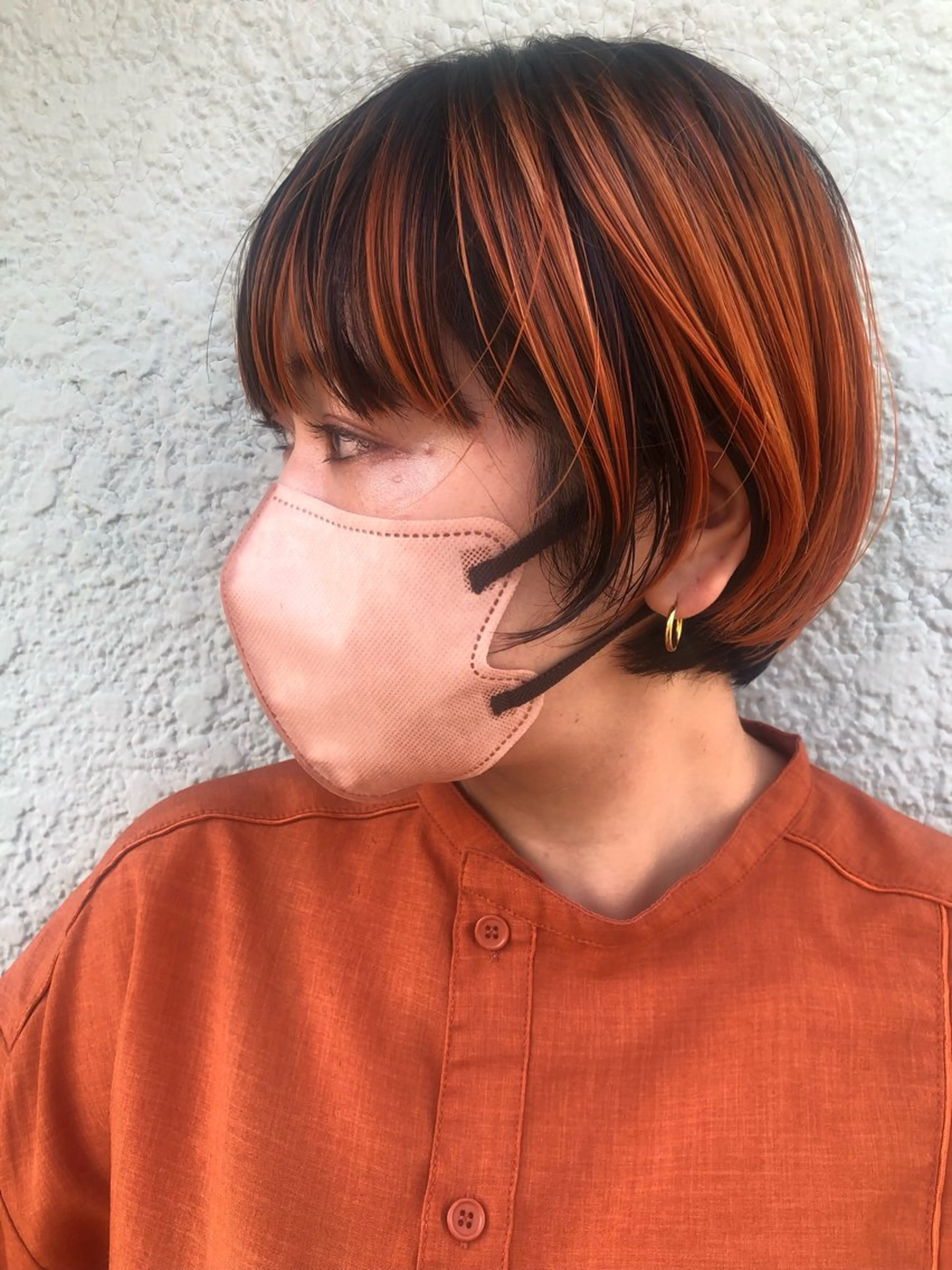 カラー ブリーチ オレンジ Salo所属・Saloクルミ/ パーマモデル☁️のヘアスタイル