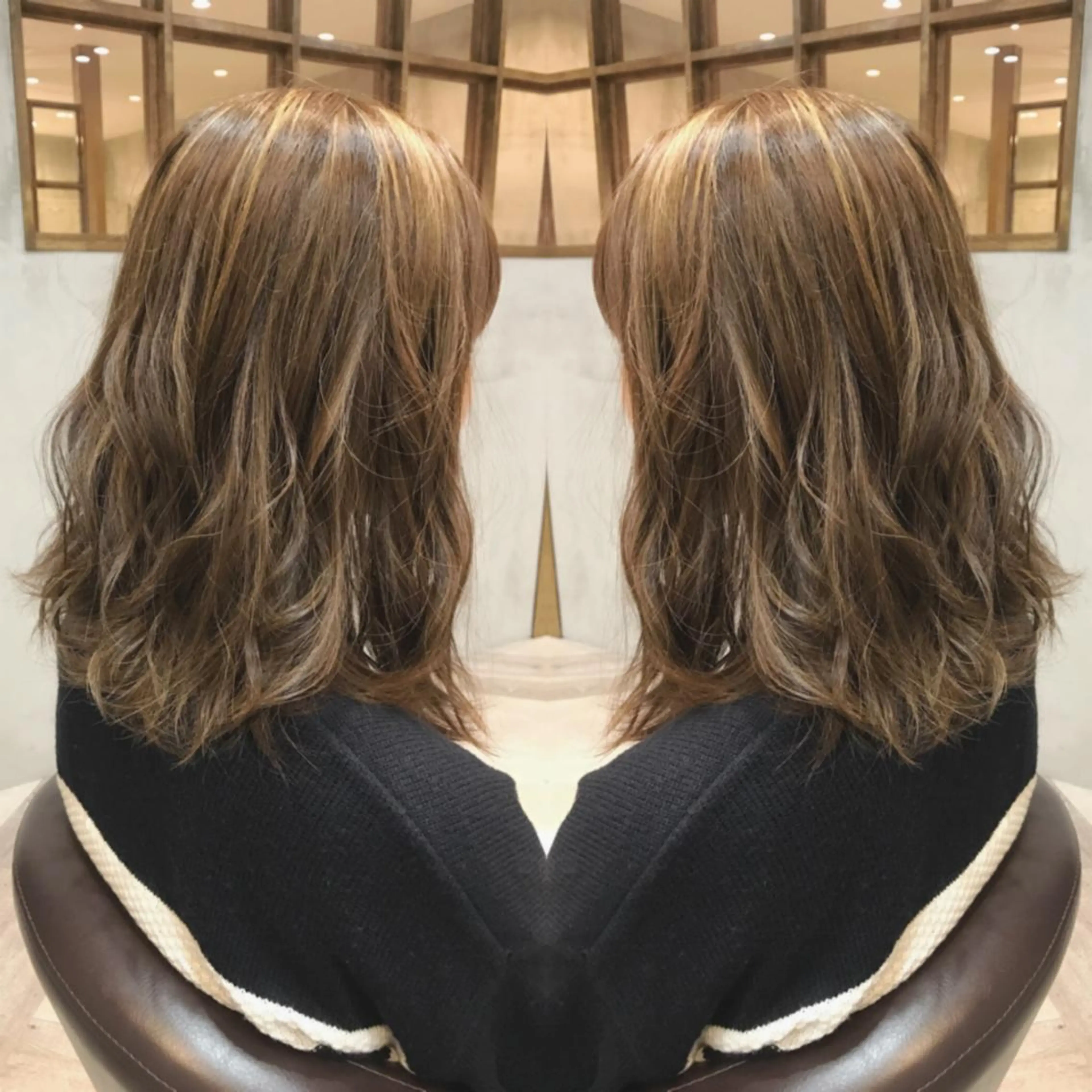 ミディアム カラー ヘアカラー 重政 和樹のヘアスタイル