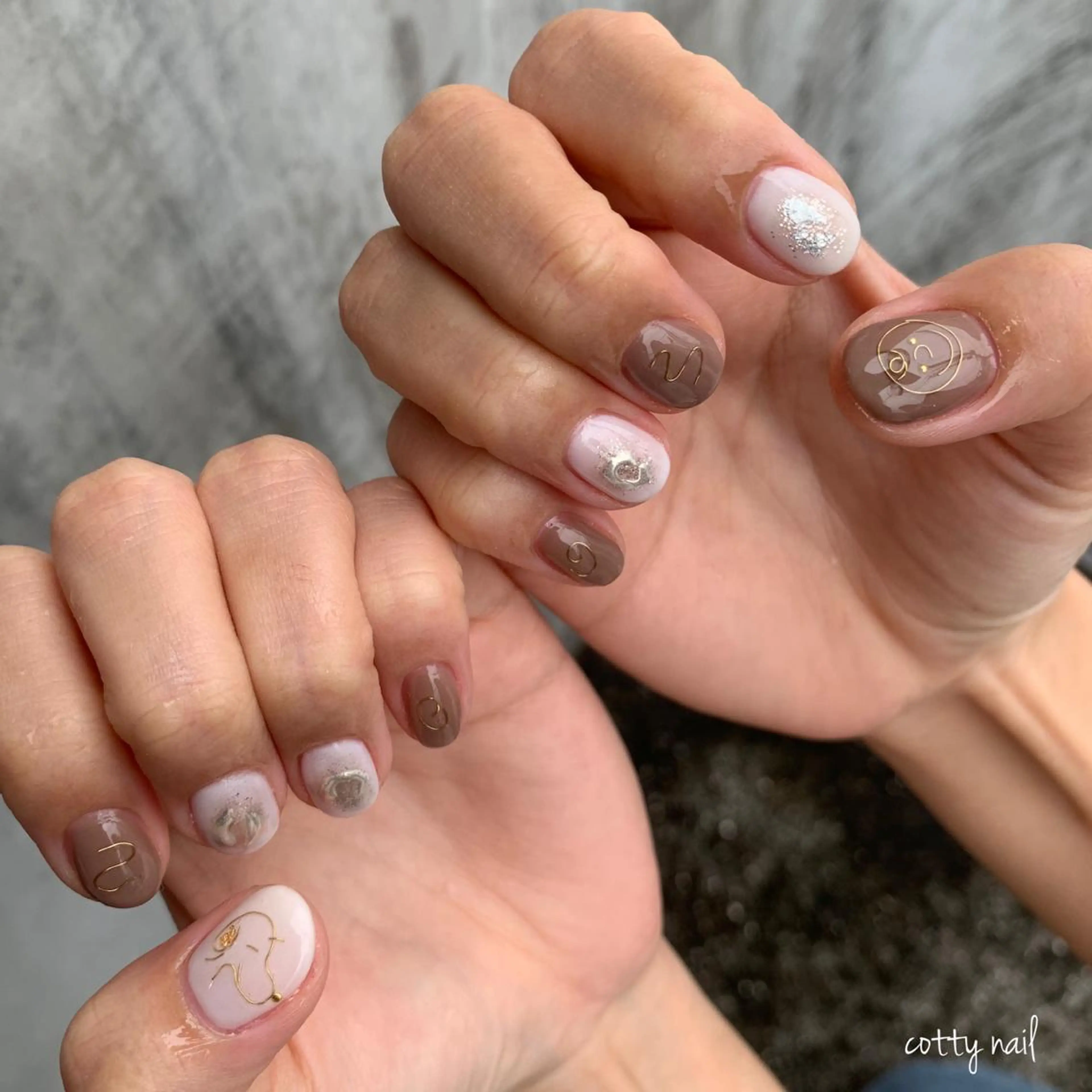 ネイル ブラウン ジェルネイル ニュアンスネイル cottynail -miki-のその他イメージ