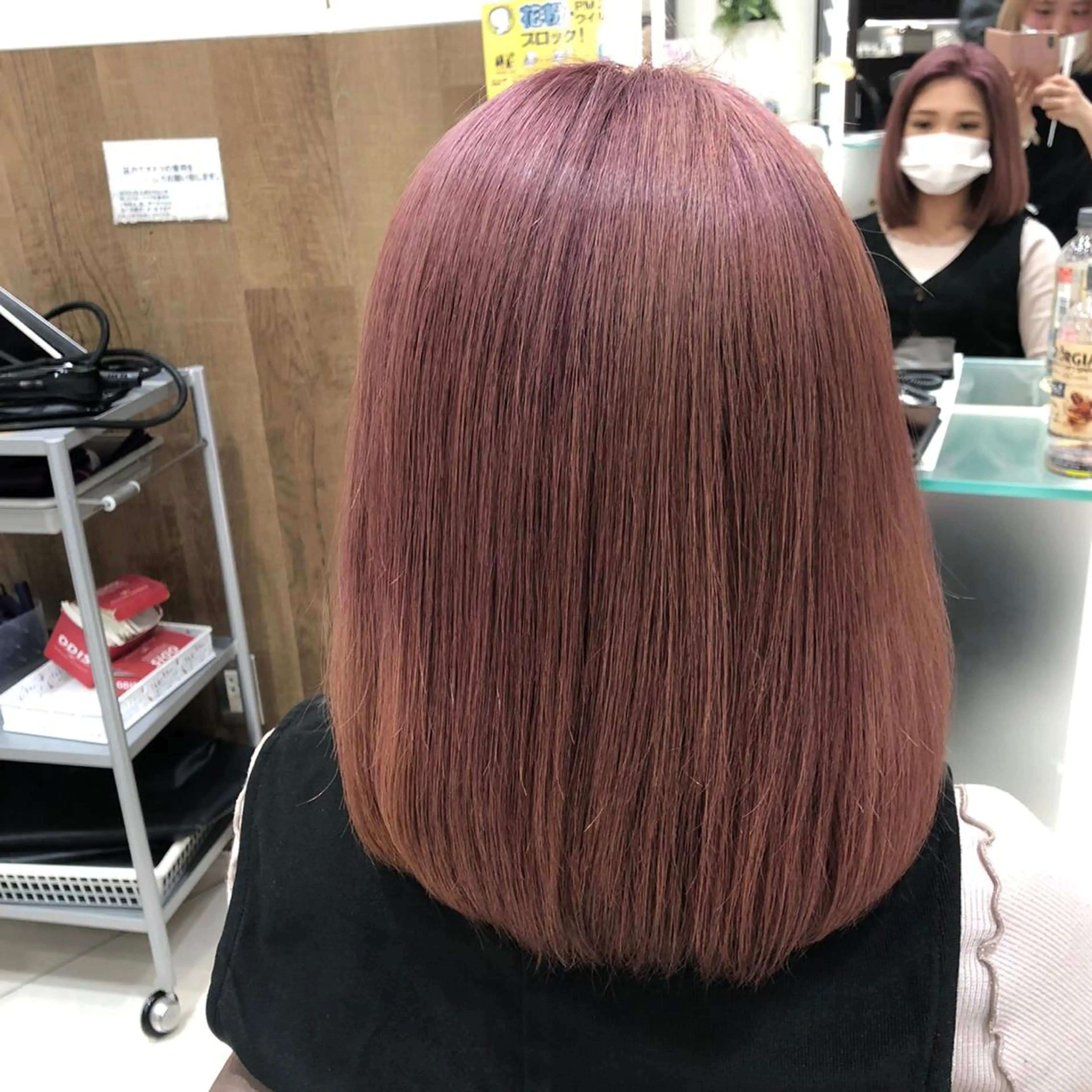 セミロング カラー ブリーチ ピンクカラー ✨髪質改善矯正× ブリーチ✨YU-KIのヘアスタイル