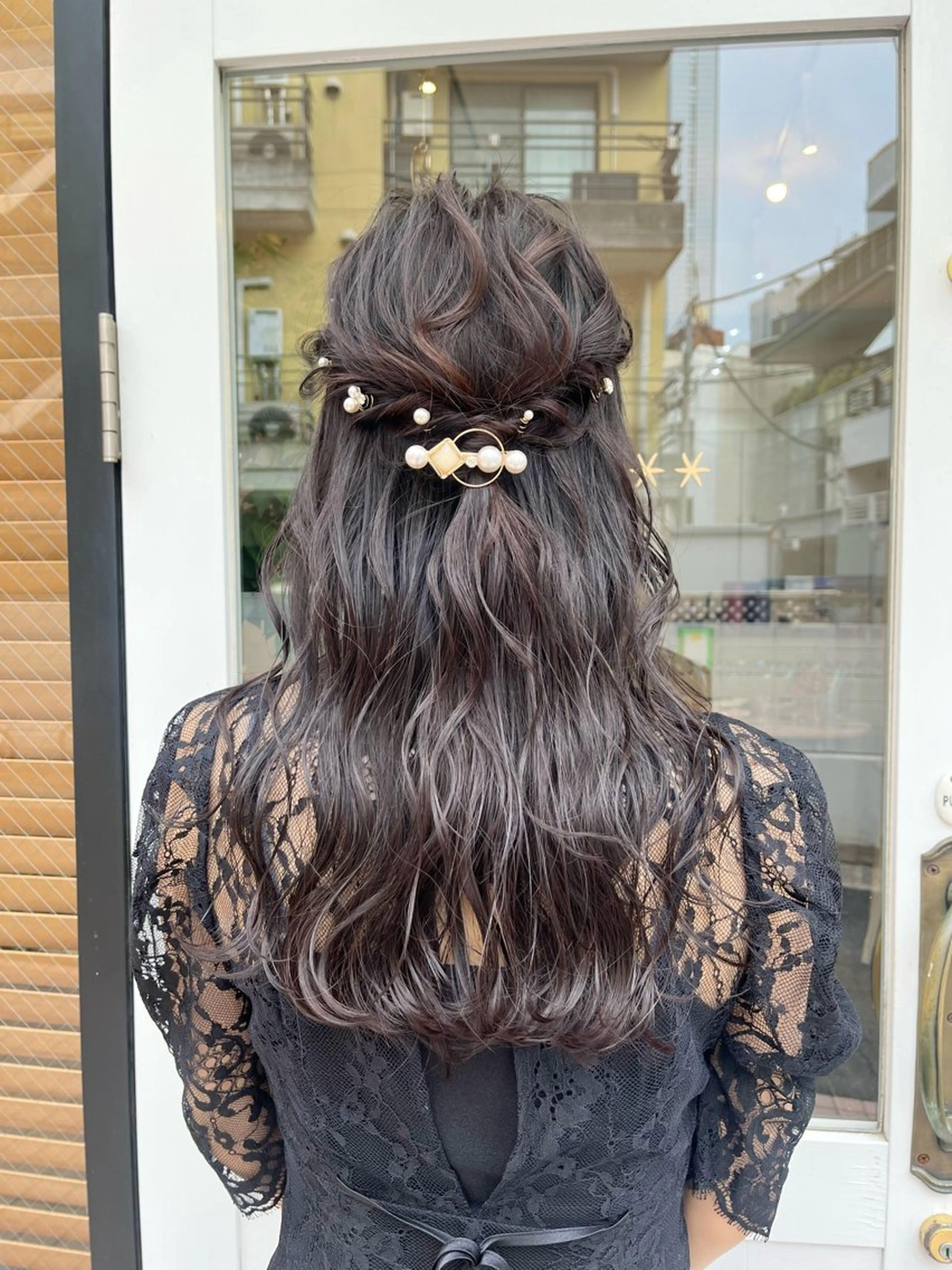 ロング カラー ヘアアレンジ ハーフアップ 髪質改善☆ 縮毛矯正miyuのヘアスタイル