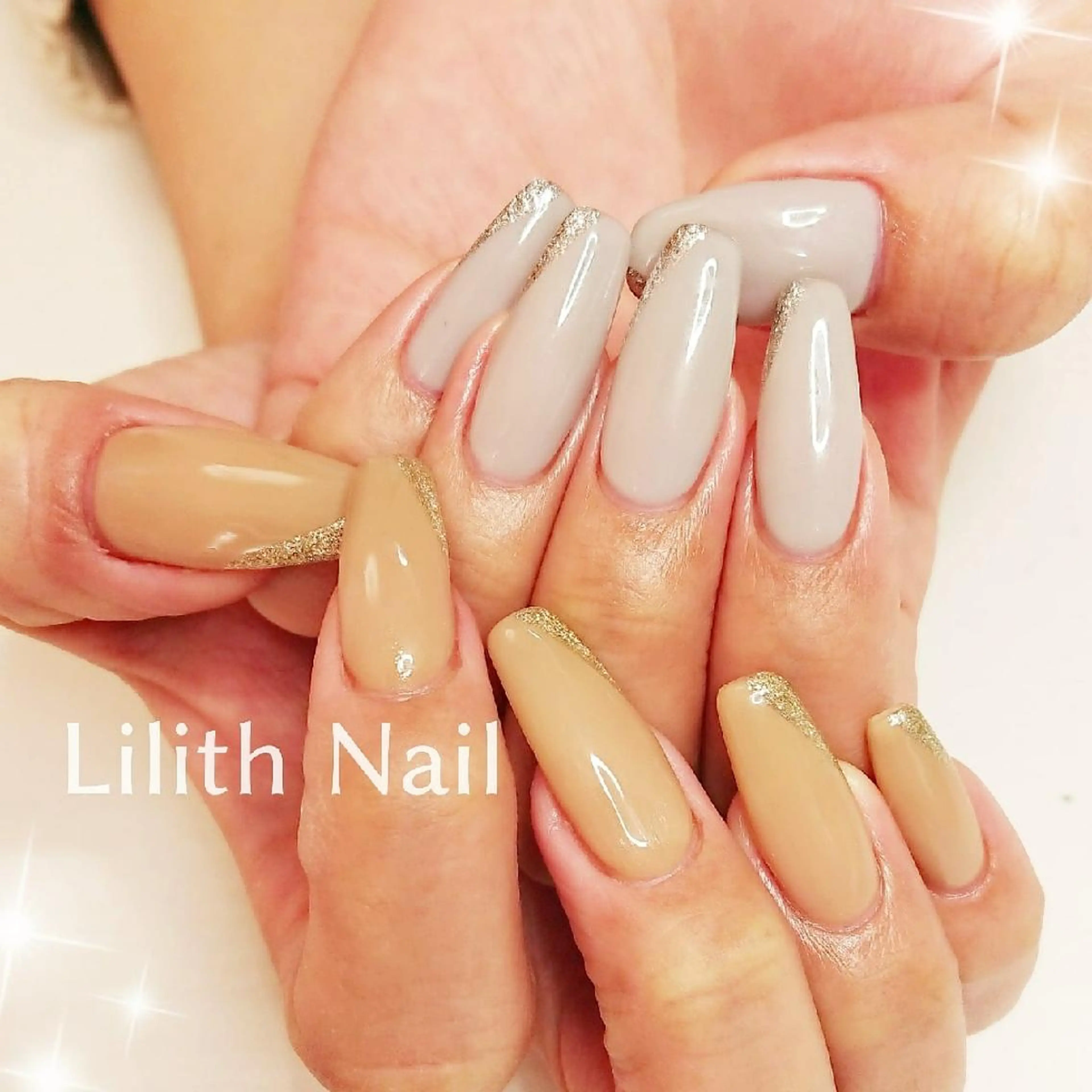 ネイル フレンチネイル 斜めフレンチ ハンドネイル Lilith Nailのネイルデザイン