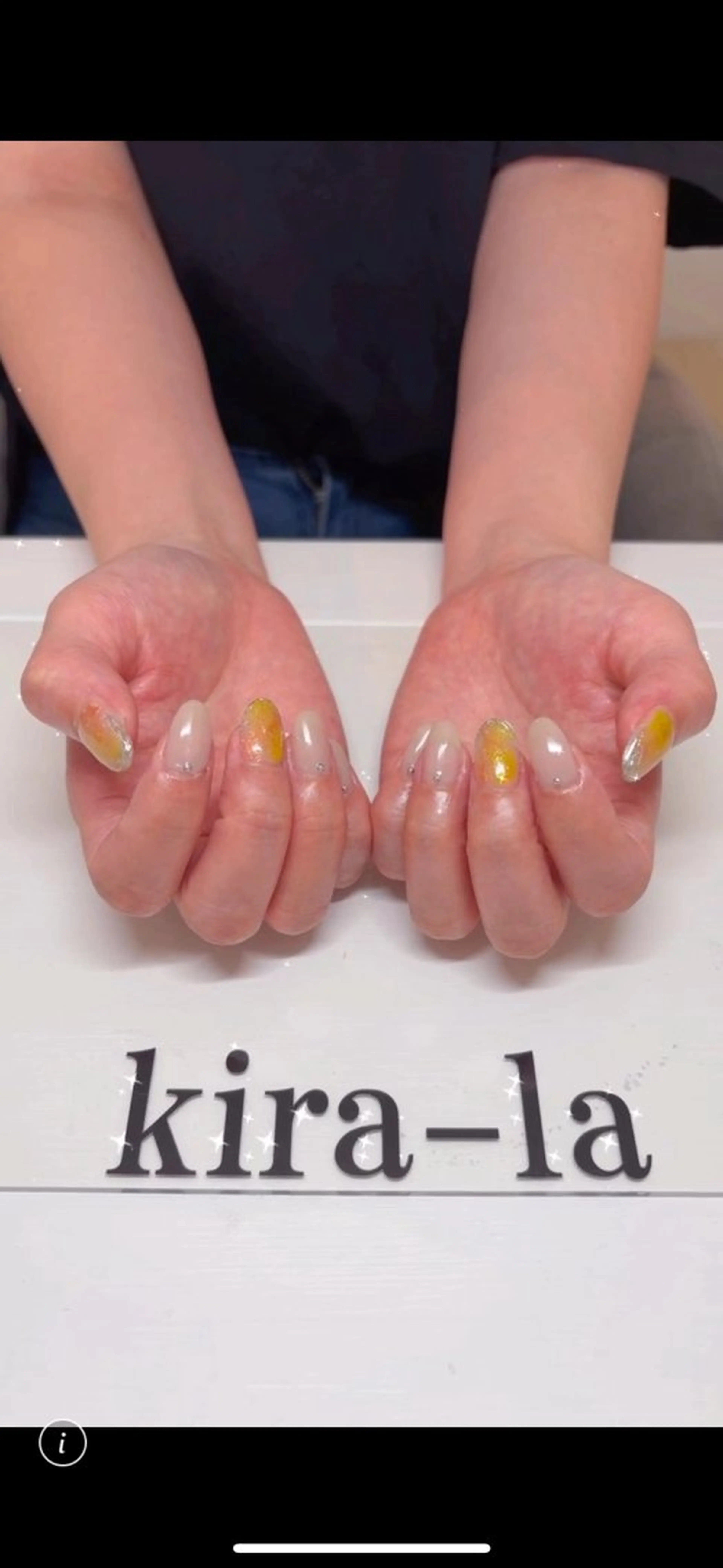 ネイル アートネイル グリーン ミラーネイル ニュアンスネイル オレンジ kira-la キララ･:*..のネイルデザイン