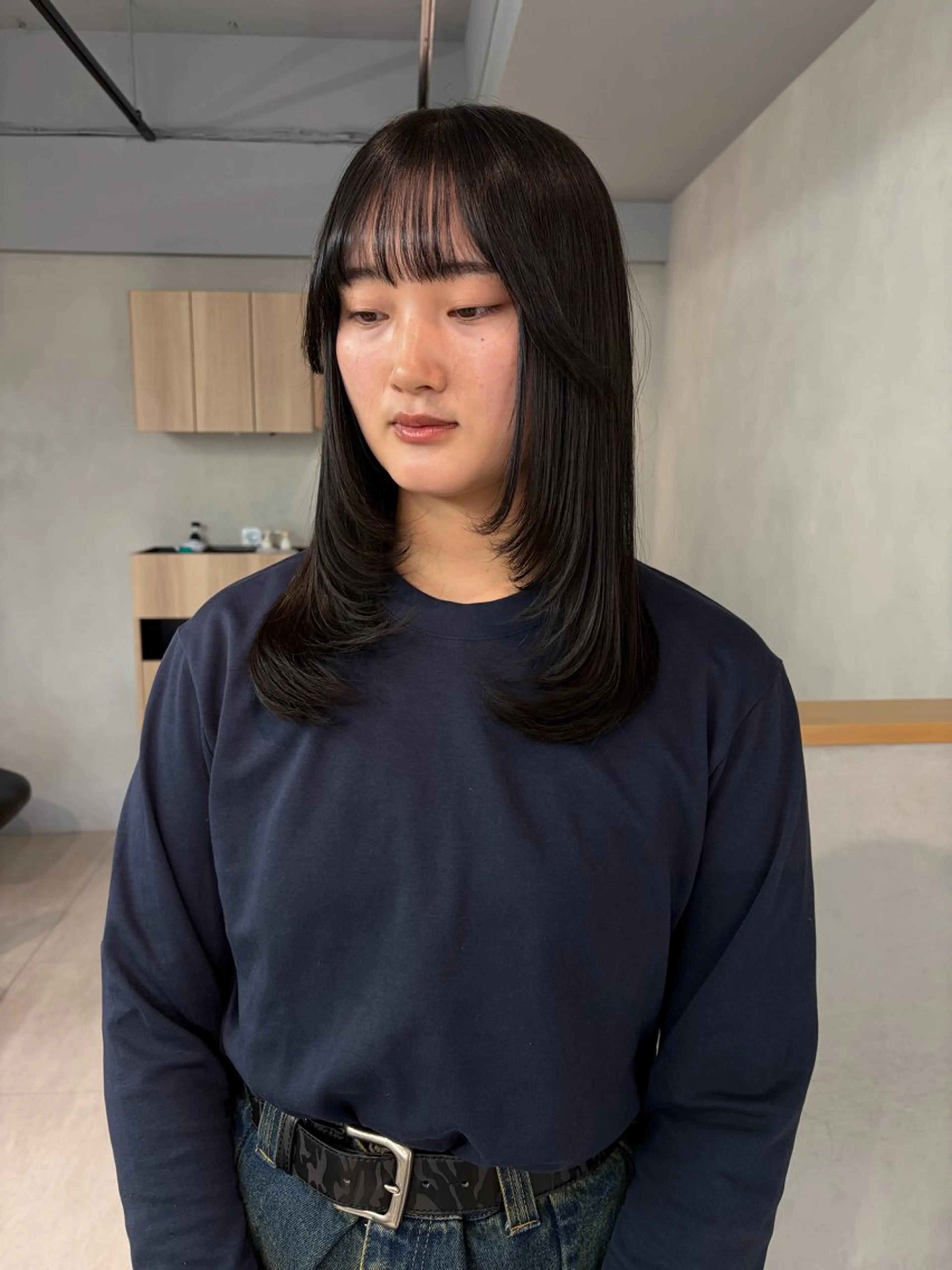 ミディアム 顔まわりレイヤー 顔周りカット レイヤーカット カット ヘアカラー 顔周りレイヤー /kokoro🦮のヘアスタイル