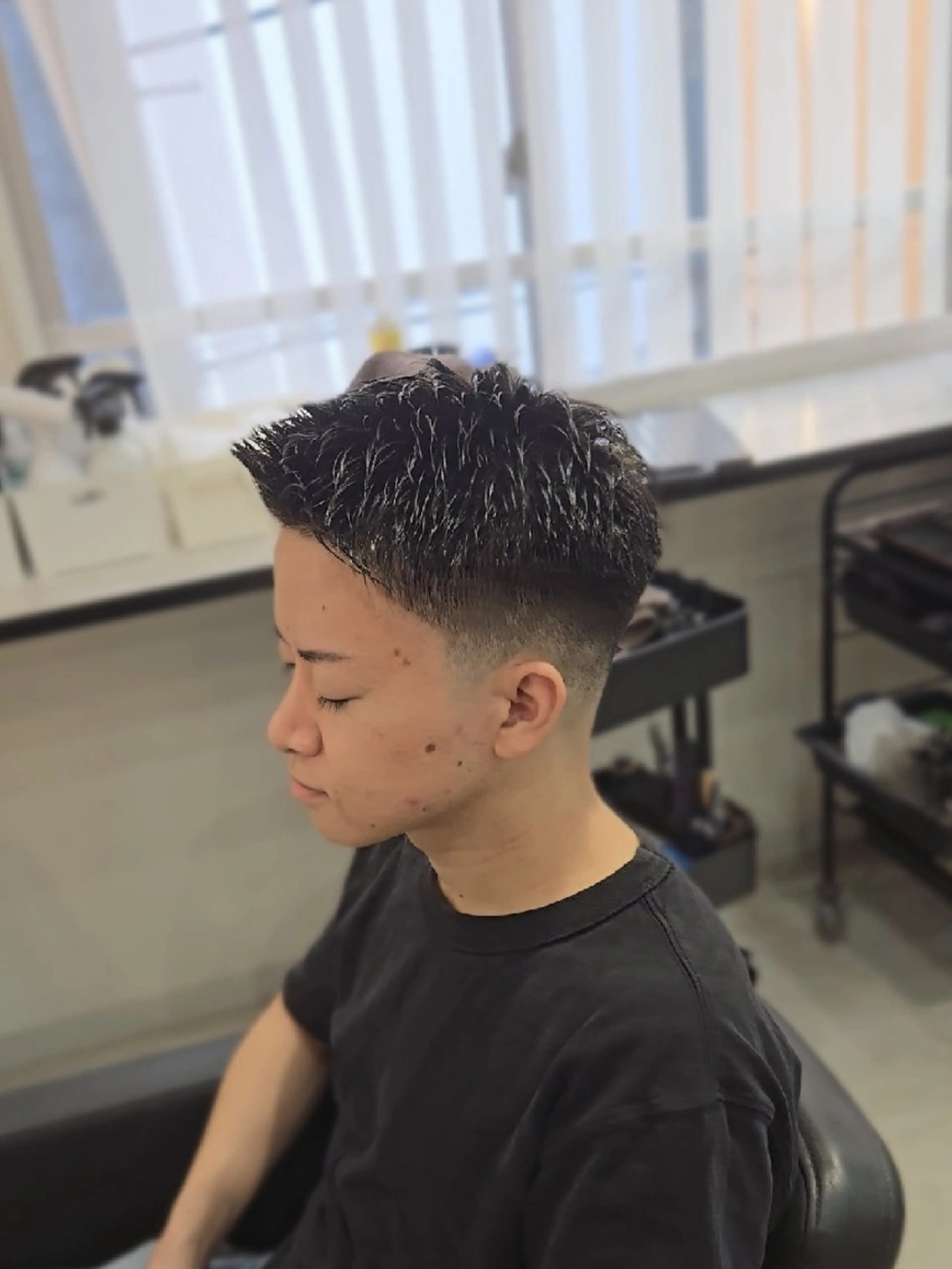 メンズ ショート アップバング フェードカット ショートヘア カット ヘアセット LEN名古屋/パーマ 海外ヘア/メンズ特化のヘアスタイル