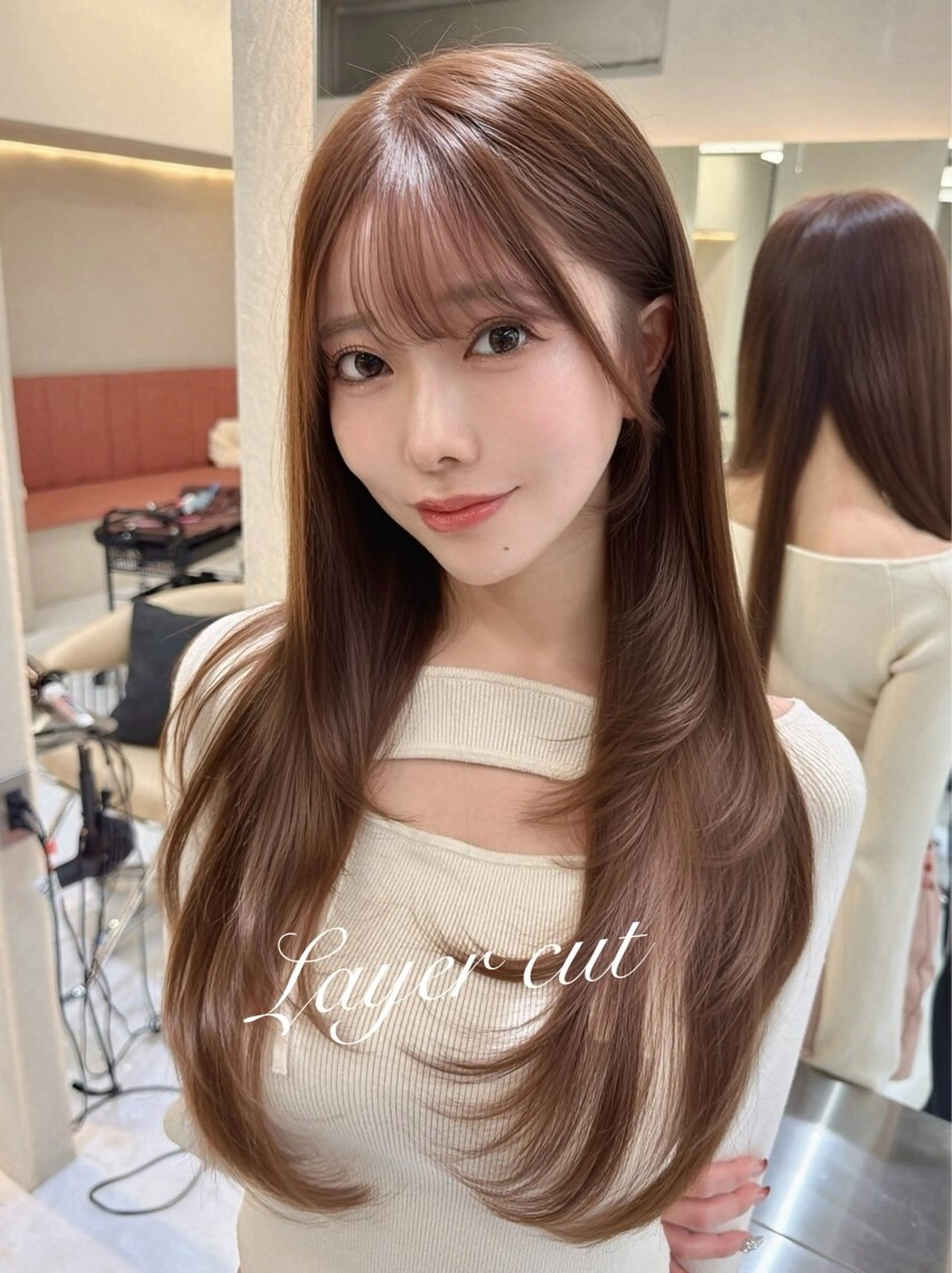 ロング レイヤーカット ロング カット ヘアカラー トリートメント 韓国レイヤー💫美髪 縮毛矯正🫧拓海のヘアスタイル